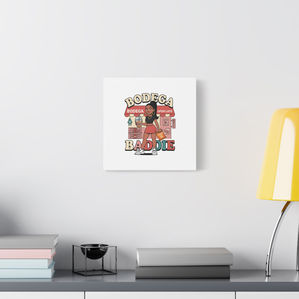 Bodega Baddie Matte Canvas Wall Art – NYC Y2K Aesthetic | Spanglish Deli Vibe | Streetwear Inspired Stretched Canvas