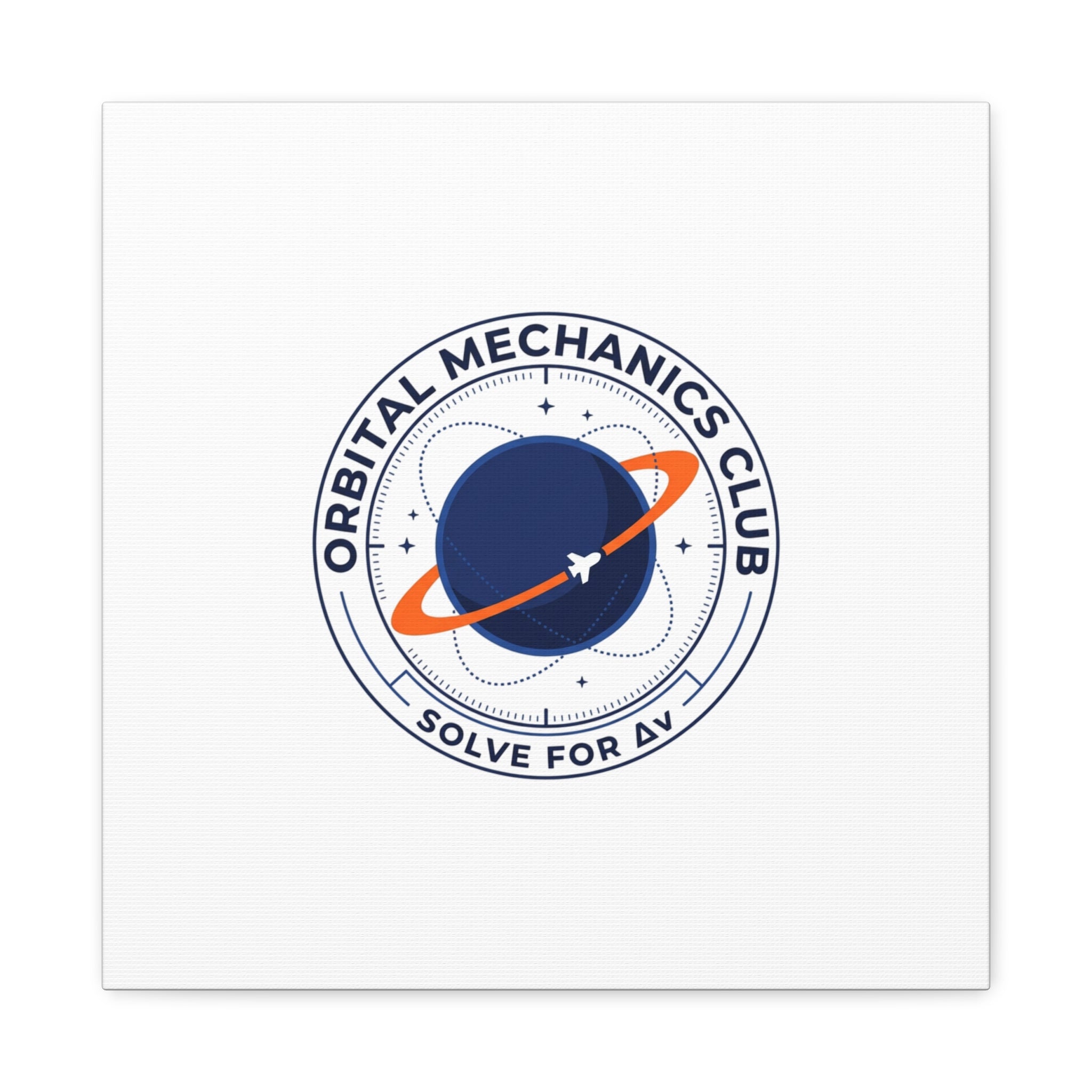 Orbital Mechanics Club Mission Patch Canvas – Space Rocket Wall Art | Astronaut & STEM Decor | Science Aesthetic Canvas