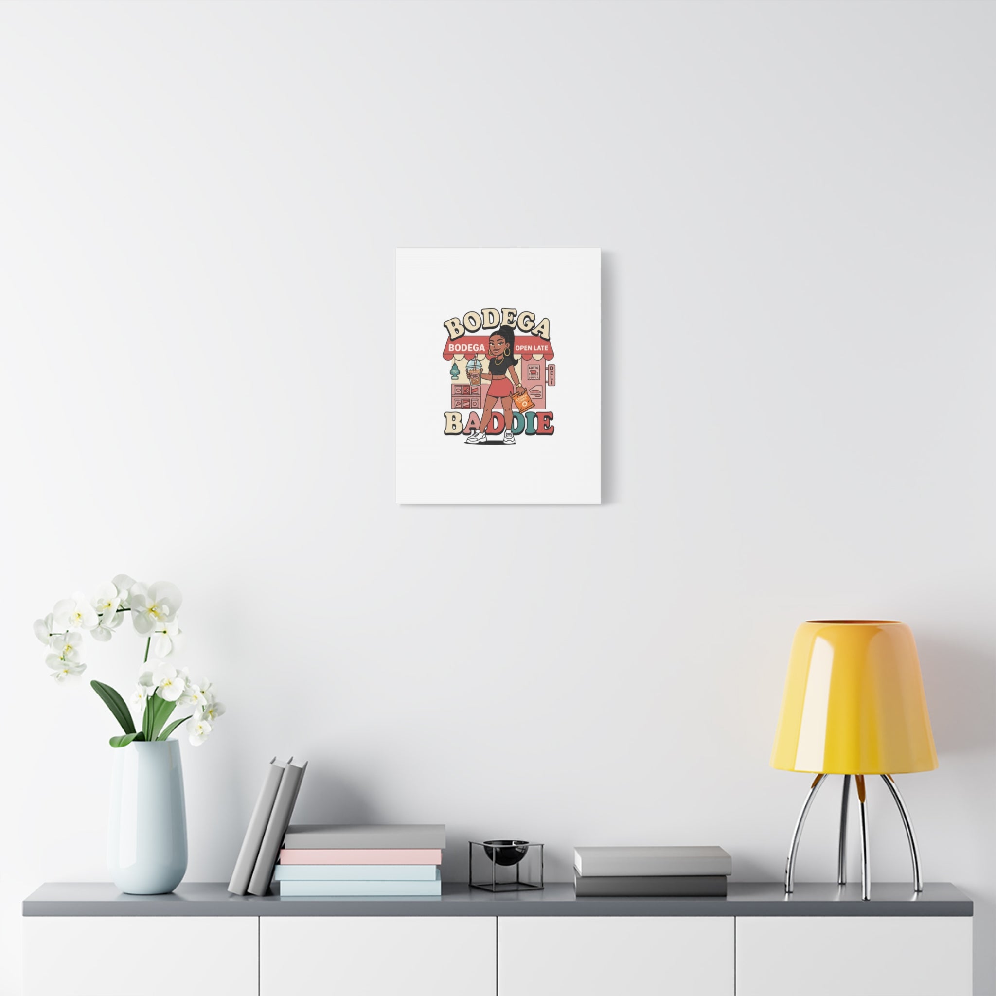 Bodega Baddie Matte Canvas Wall Art – NYC Y2K Aesthetic | Spanglish Deli Vibe | Streetwear Inspired Stretched Canvas