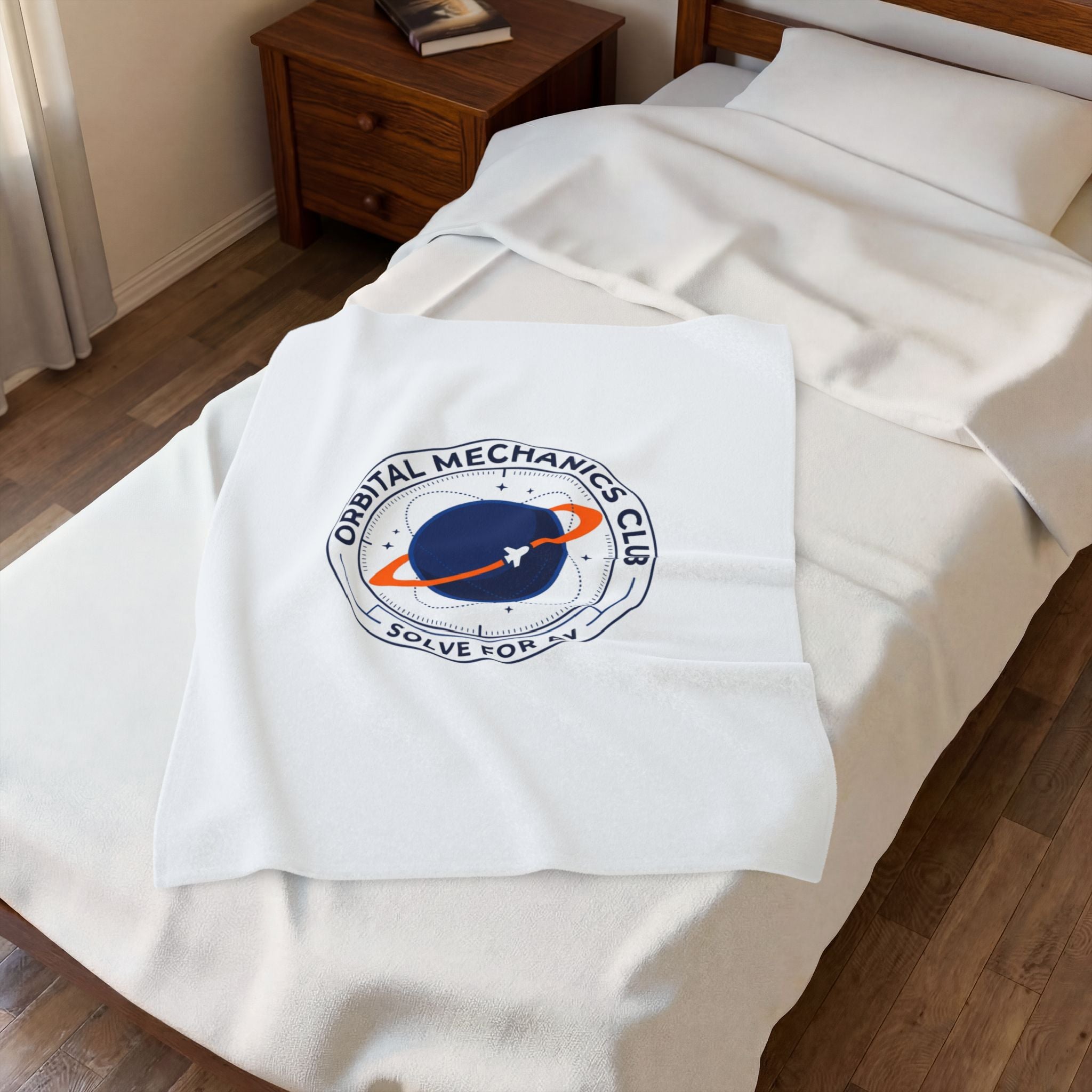 Orbital Mechanics Club Mission Patch Blanket – Space Rocket Throw | STEM & Astronomy Aesthetic | Soft Cozy Science Blanket