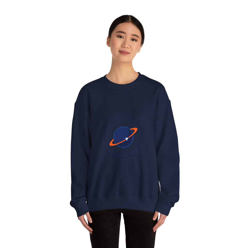 Orbital Mechanics Club Crewneck Sweatshirt – Space Mission Patch Pullover | Astronomy & Science Graphic | STEM Apparel