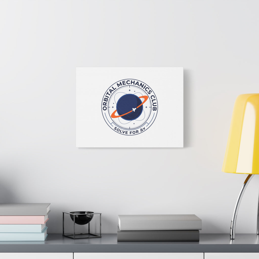 Orbital Mechanics Club Mission Patch Canvas – Space Rocket Wall Art | Astronaut & STEM Decor | Science Aesthetic Canvas
