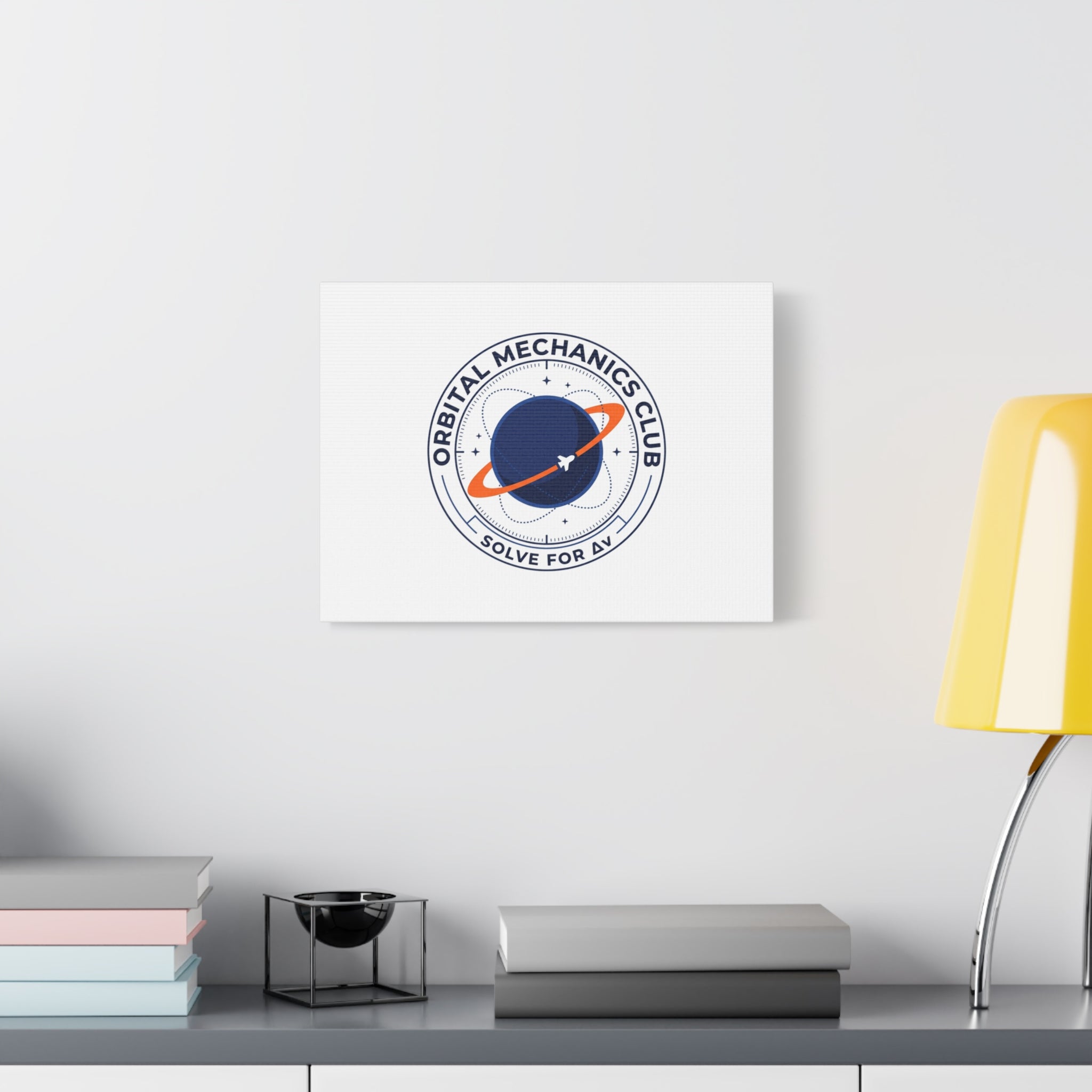 Orbital Mechanics Club Mission Patch Canvas – Space Rocket Wall Art | Astronaut & STEM Decor | Science Aesthetic Canvas
