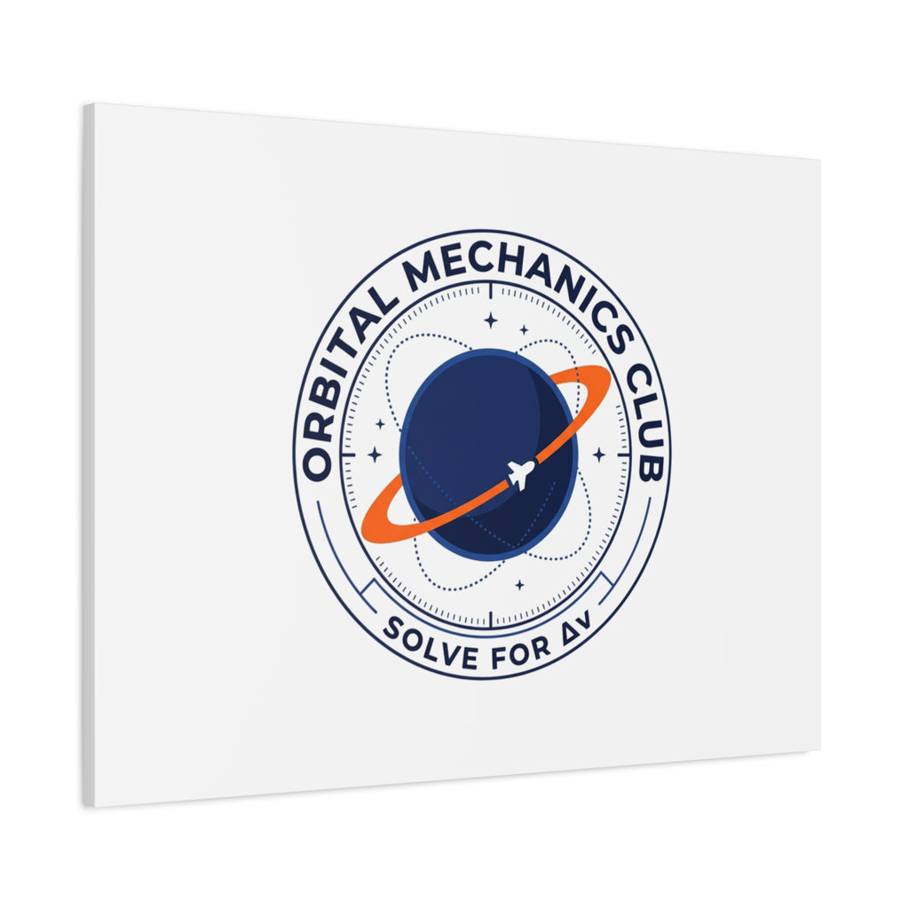 Orbital Mechanics Club Mission Patch Canvas – Space Rocket Wall Art | Astronaut & STEM Decor | Science Aesthetic Canvas