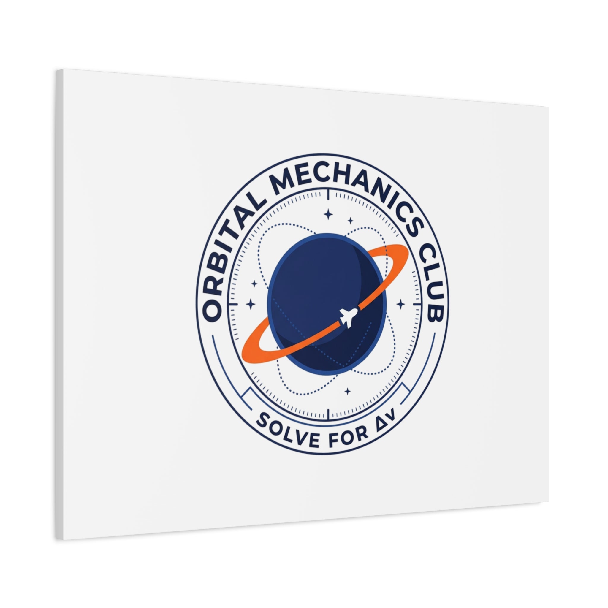 Orbital Mechanics Club Mission Patch Canvas – Space Rocket Wall Art | Astronaut & STEM Decor | Science Aesthetic Canvas