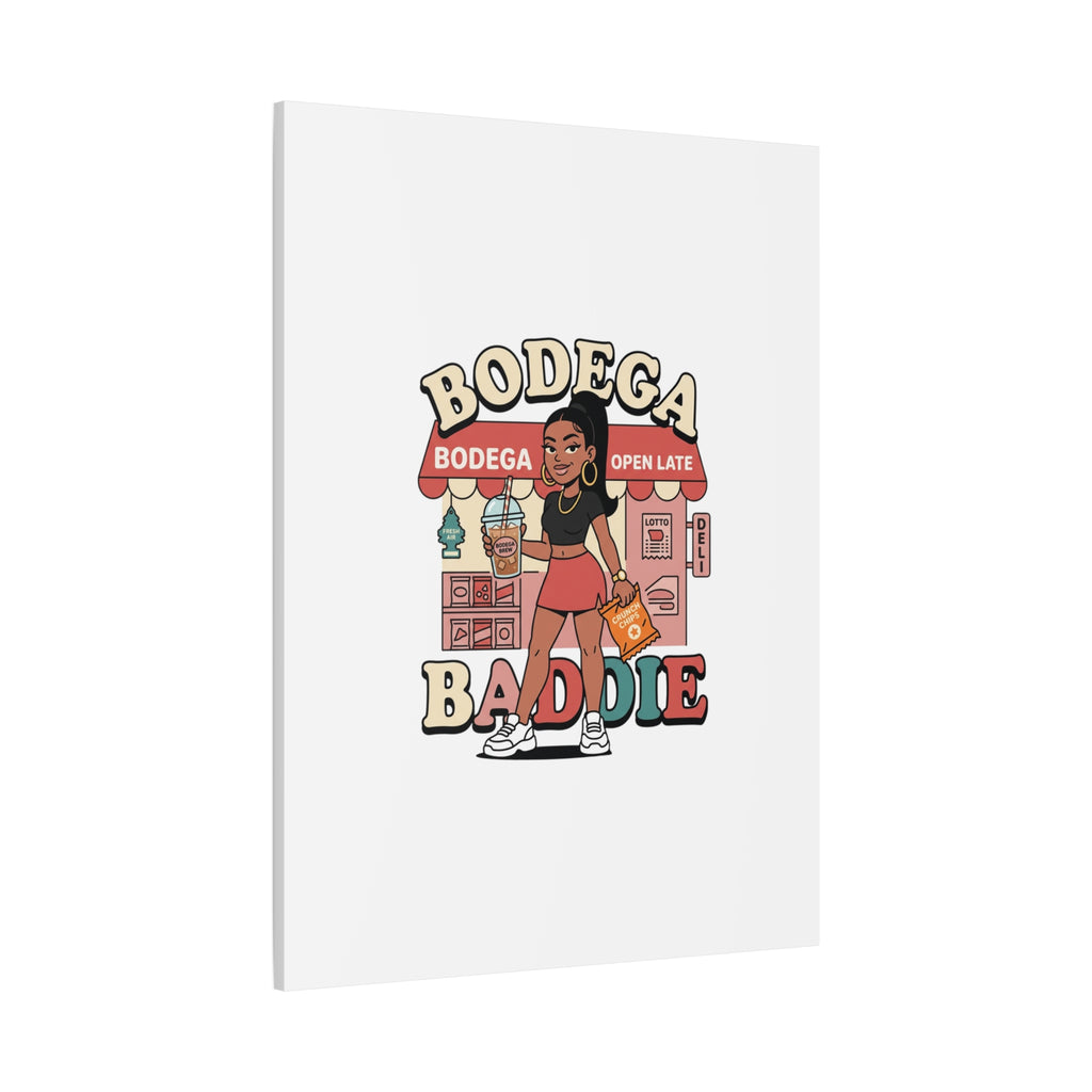Bodega Baddie Matte Canvas Wall Art – NYC Y2K Aesthetic | Spanglish Deli Vibe | Streetwear Inspired Stretched Canvas