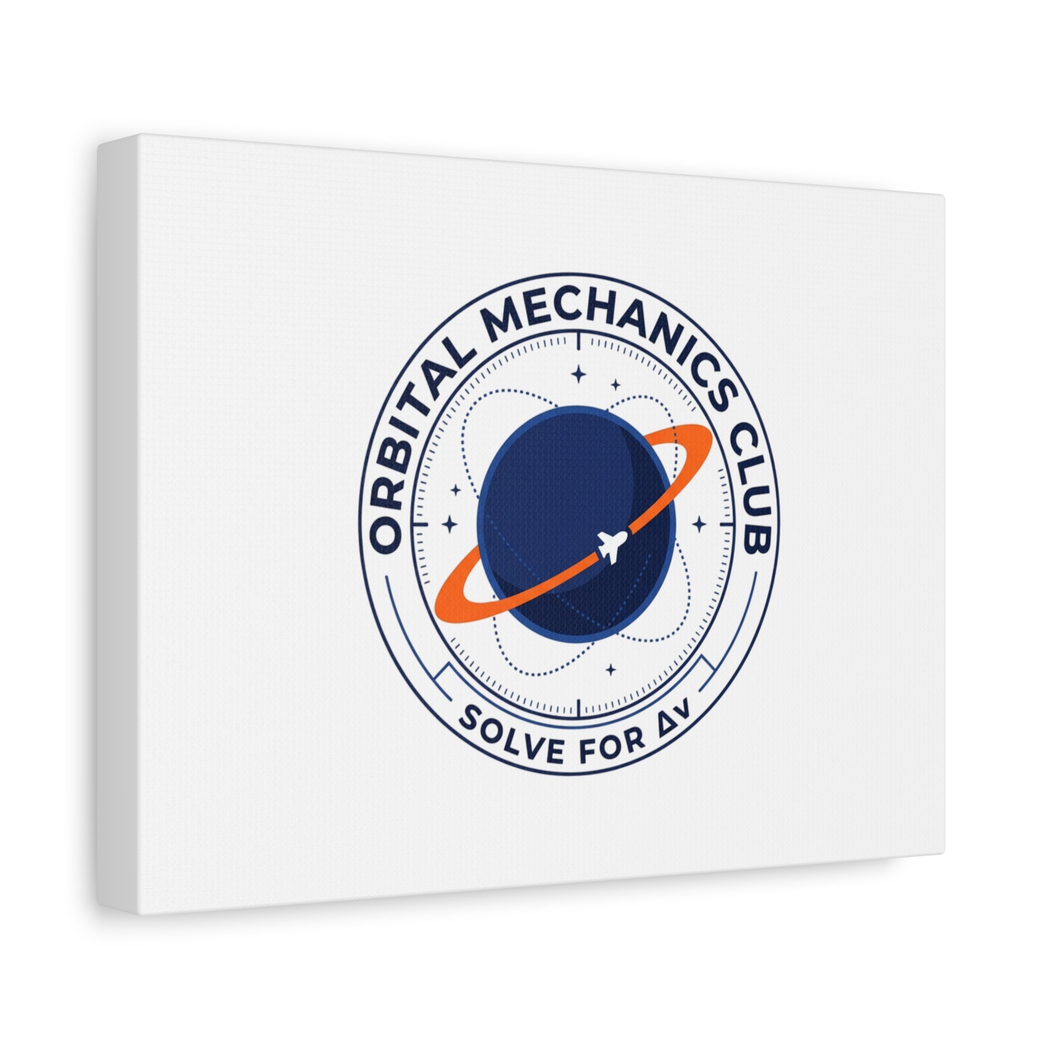 Orbital Mechanics Club Mission Patch Canvas – Space Rocket Wall Art | Astronaut & STEM Decor | Science Aesthetic Canvas