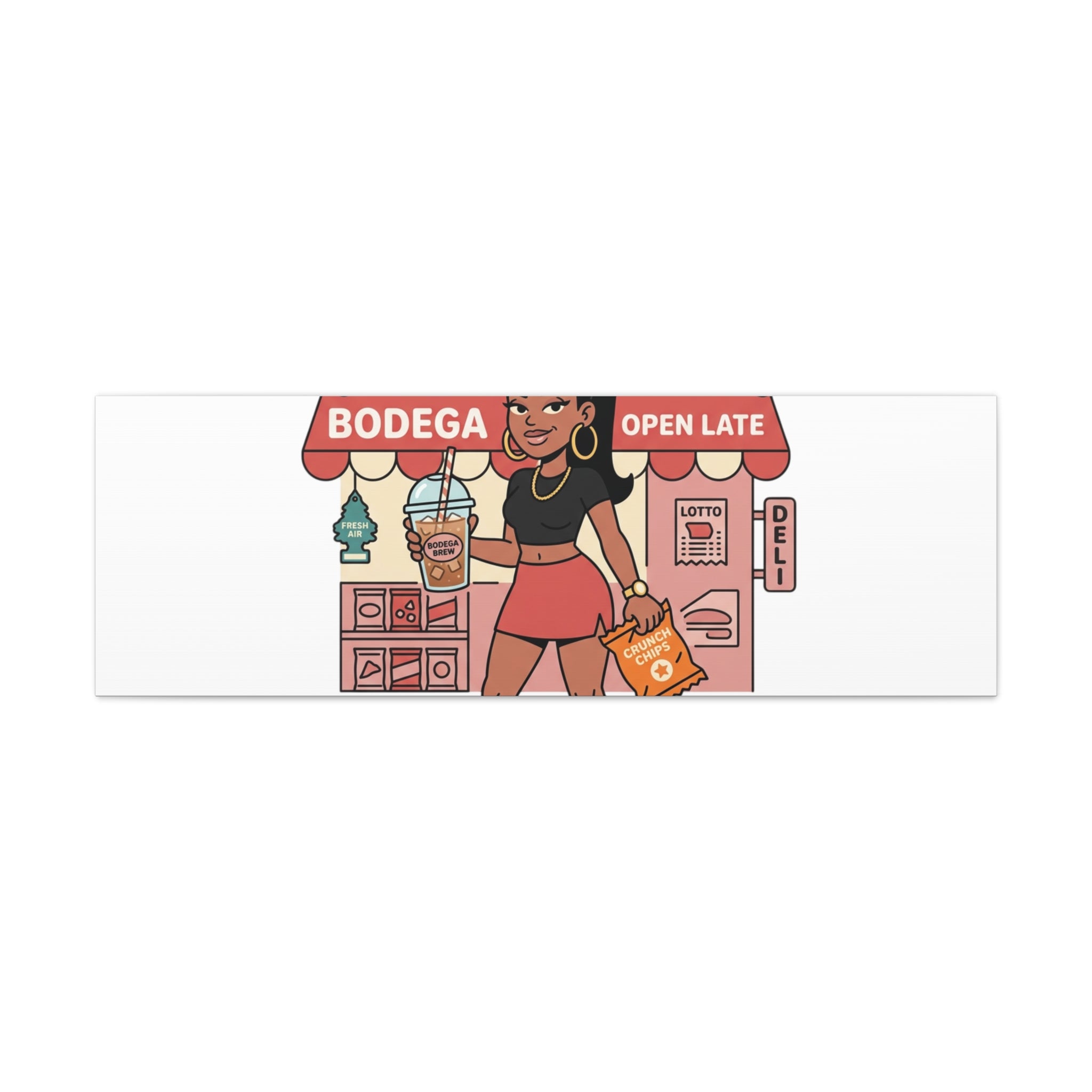 Bodega Baddie Matte Canvas Wall Art – NYC Y2K Aesthetic | Spanglish Deli Vibe | Streetwear Inspired Stretched Canvas