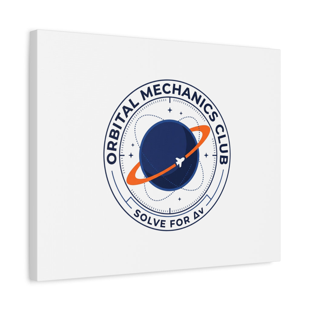 Orbital Mechanics Club Mission Patch Canvas – Space Rocket Wall Art | Astronaut & STEM Decor | Science Aesthetic Canvas