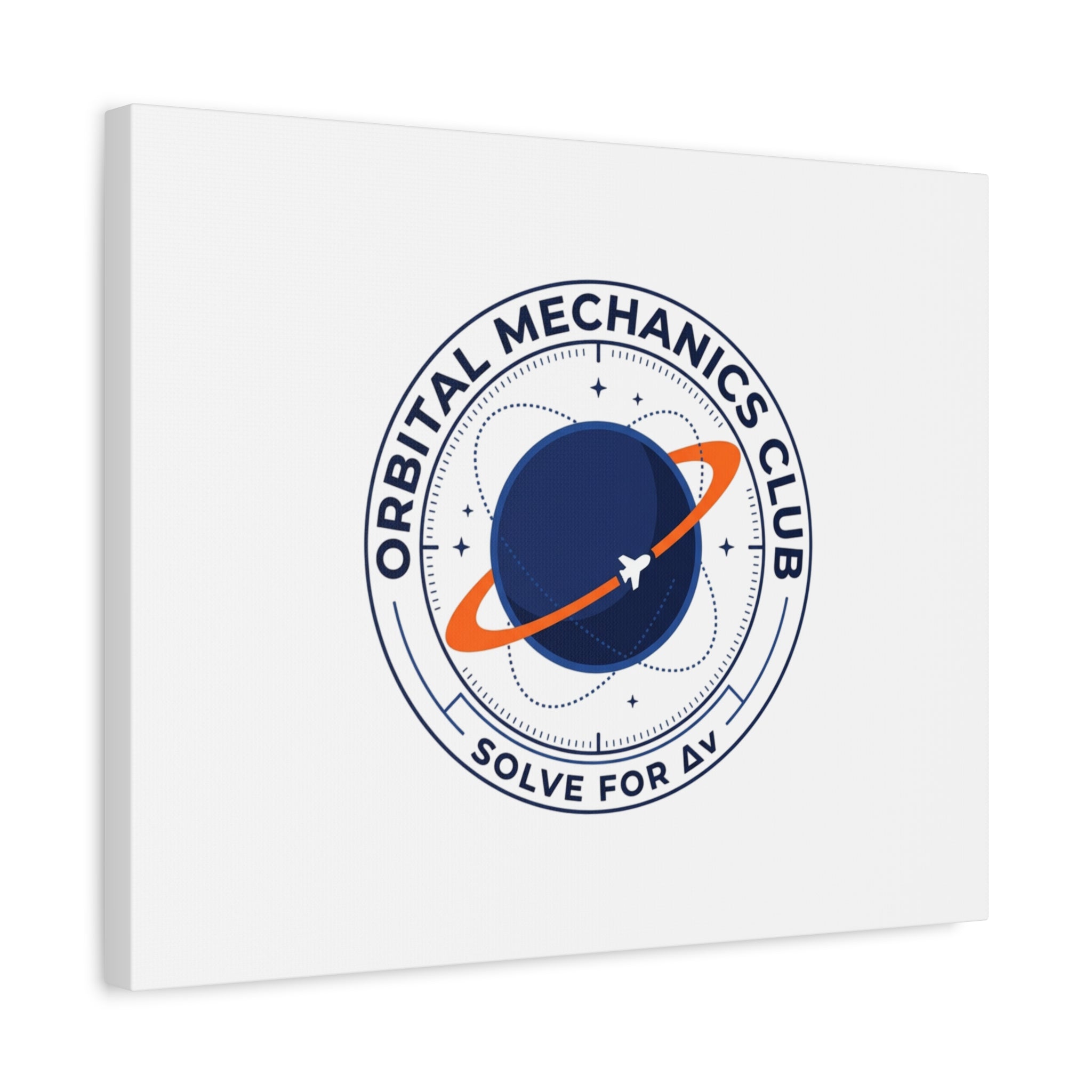Orbital Mechanics Club Mission Patch Canvas – Space Rocket Wall Art | Astronaut & STEM Decor | Science Aesthetic Canvas