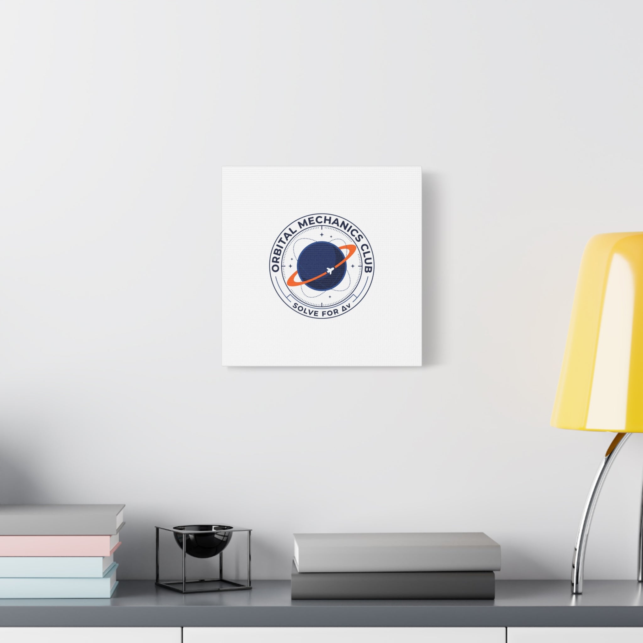 Orbital Mechanics Club Mission Patch Canvas – Space Rocket Wall Art | Astronaut & STEM Decor | Science Aesthetic Canvas