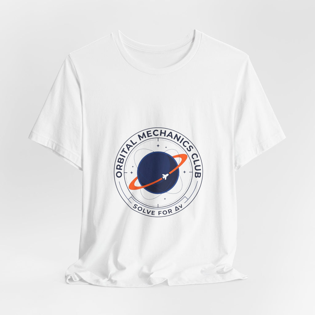 Orbital Mechanics Club Patch T-Shirt – Space Mission Graphic Tee | Rocket & Astronomy Design | Science Nerd Shirt