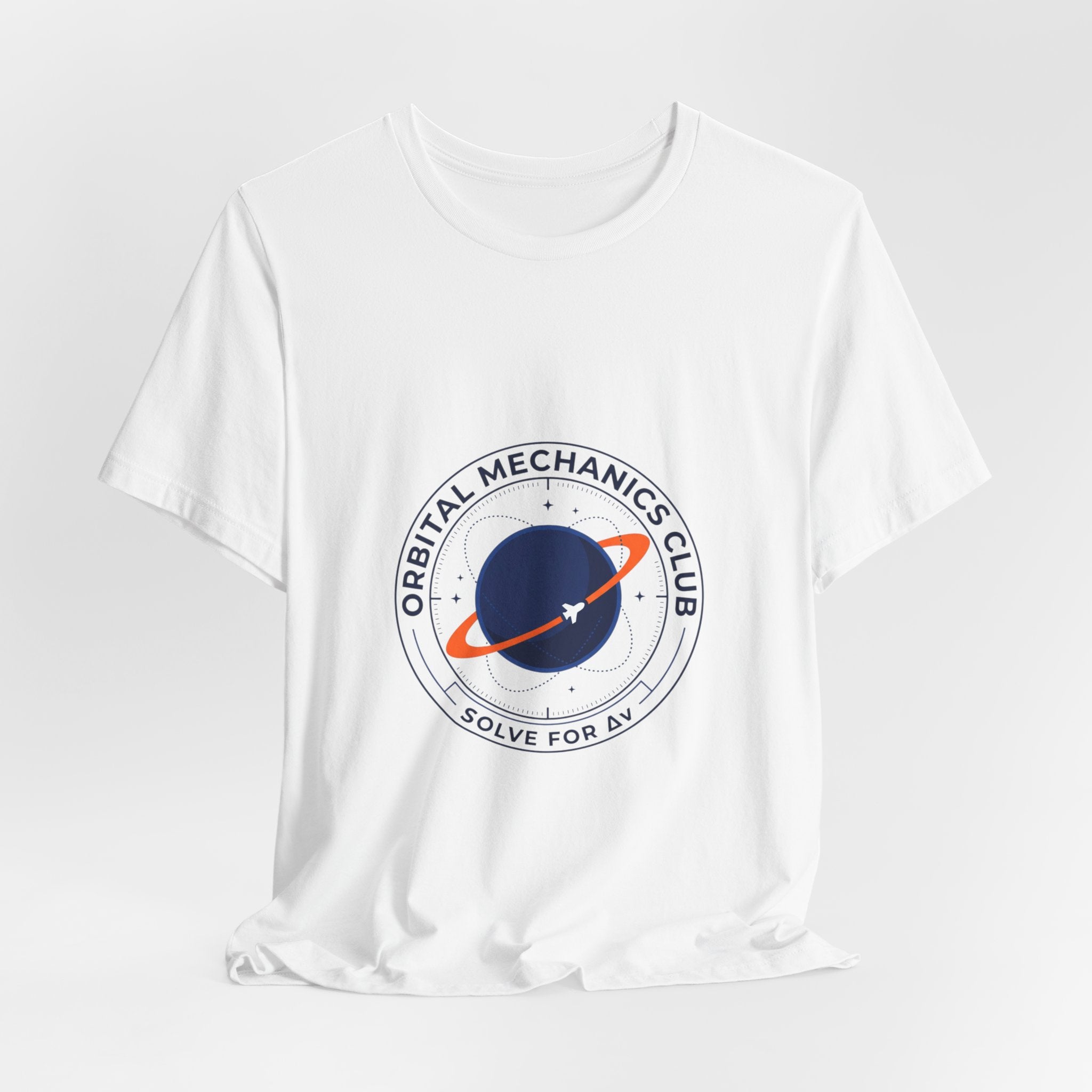 Orbital Mechanics Club Patch T-Shirt – Space Mission Graphic Tee | Rocket & Astronomy Design | Science Nerd Shirt