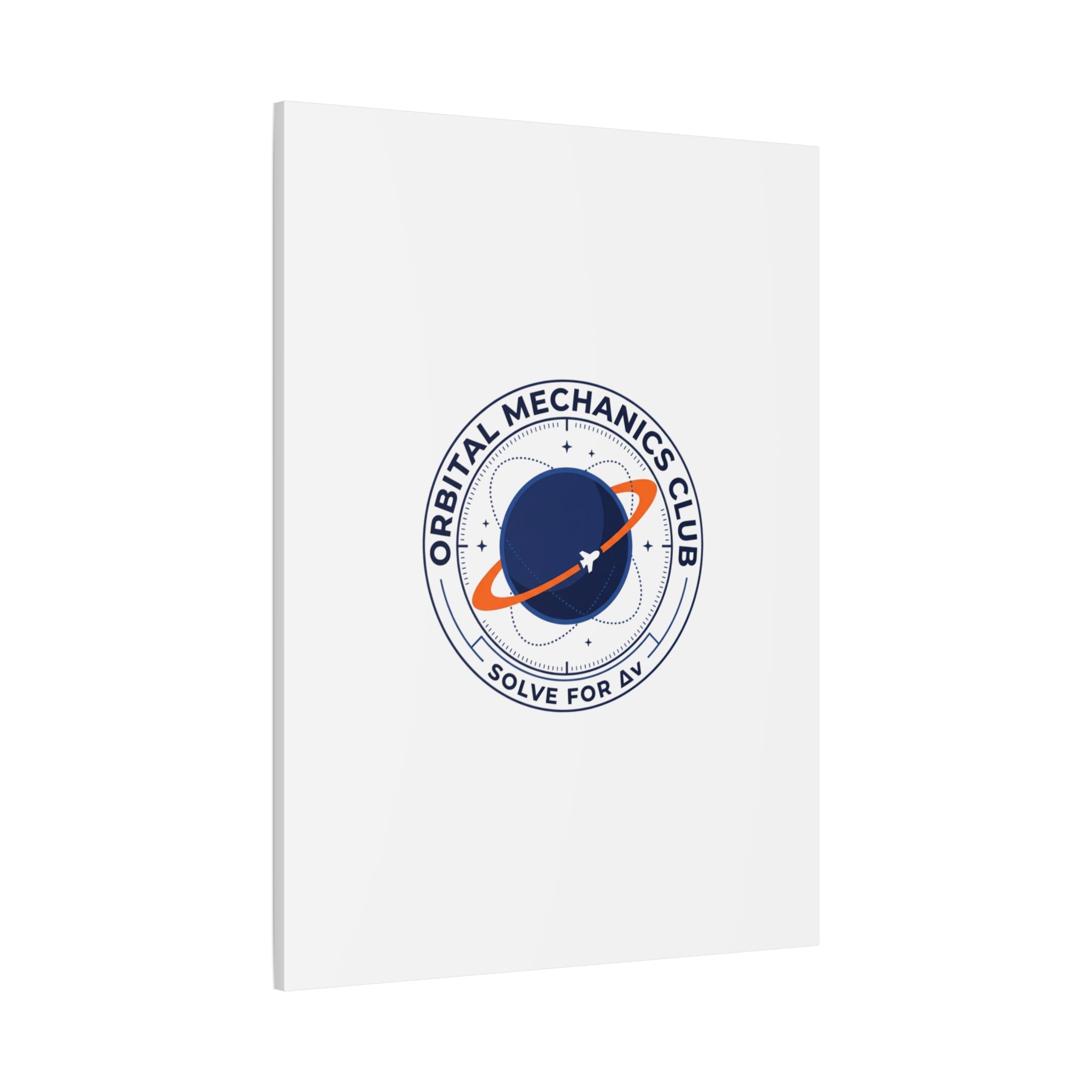 Orbital Mechanics Club Mission Patch Canvas – Space Rocket Wall Art | Astronaut & STEM Decor | Science Aesthetic Canvas