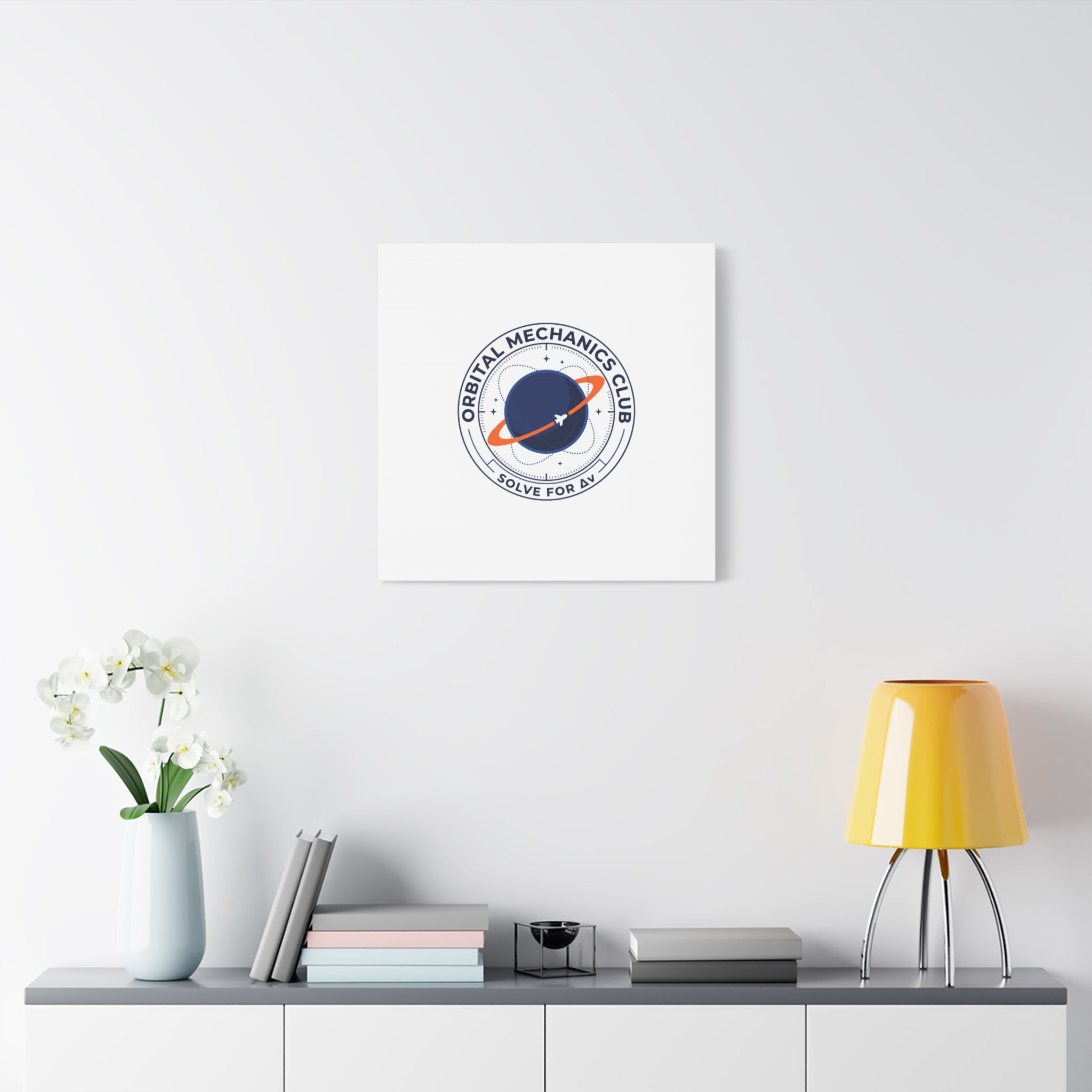 Orbital Mechanics Club Mission Patch Canvas – Space Rocket Wall Art | Astronaut & STEM Decor | Science Aesthetic Canvas