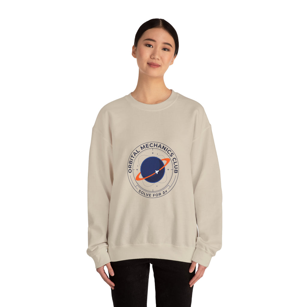 Orbital Mechanics Club Crewneck Sweatshirt – Space Mission Patch Pullover | Astronomy & Science Graphic | STEM Apparel