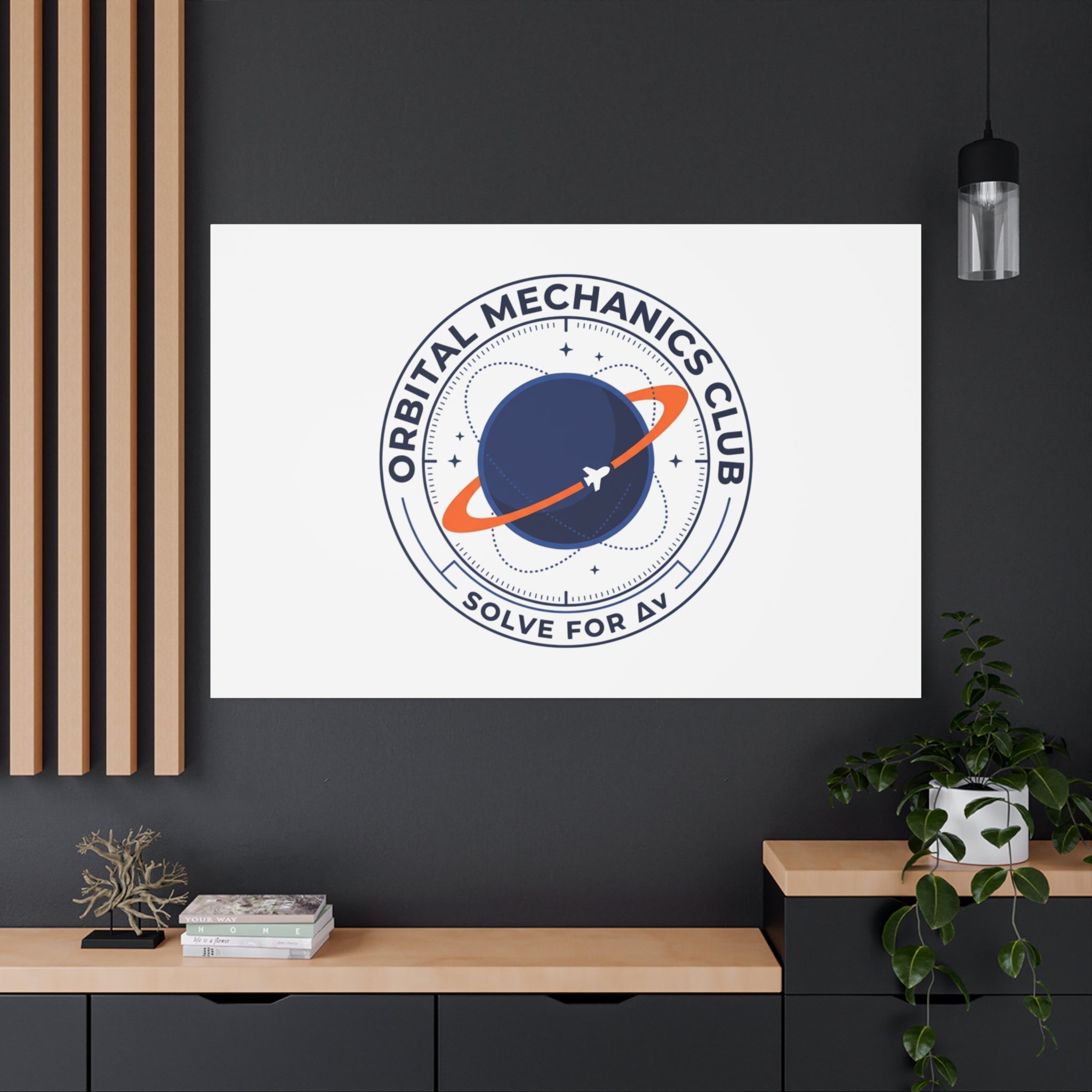 Orbital Mechanics Club Mission Patch Canvas – Space Rocket Wall Art | Astronaut & STEM Decor | Science Aesthetic Canvas