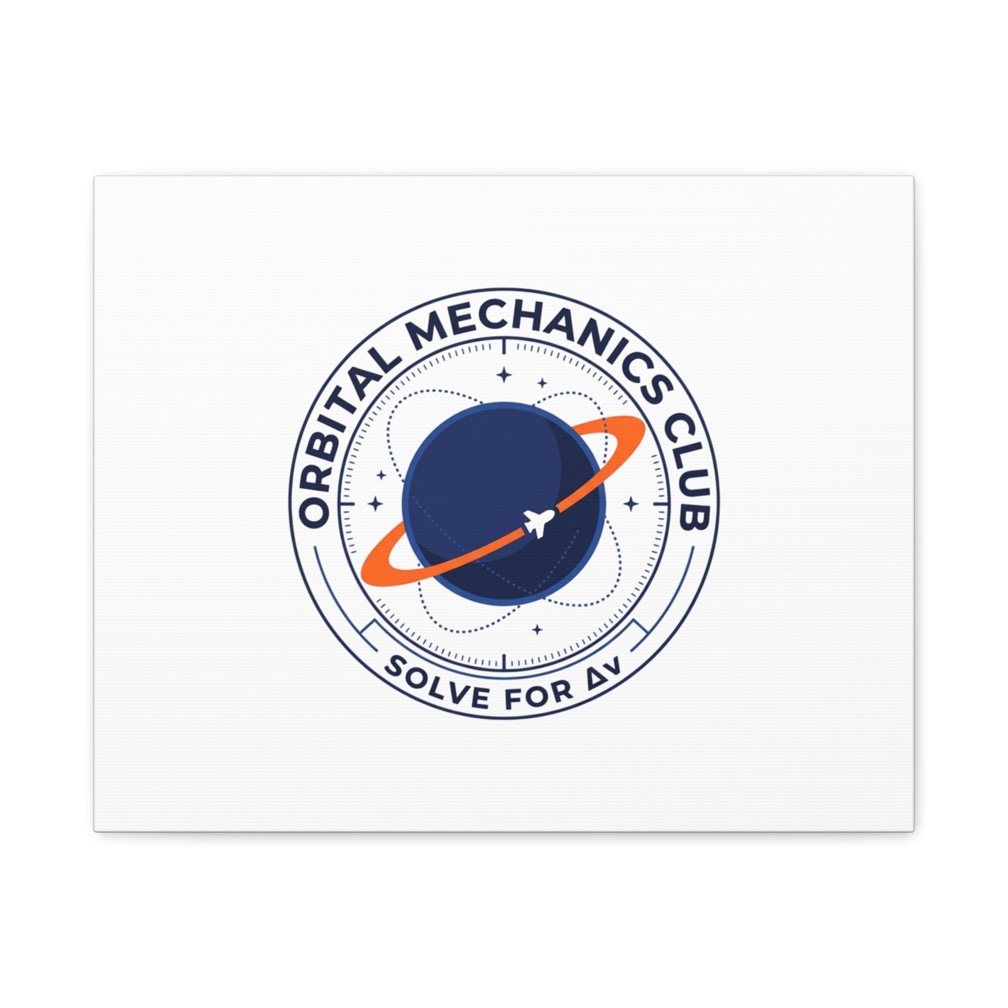Orbital Mechanics Club Mission Patch Canvas – Space Rocket Wall Art | Astronaut & STEM Decor | Science Aesthetic Canvas