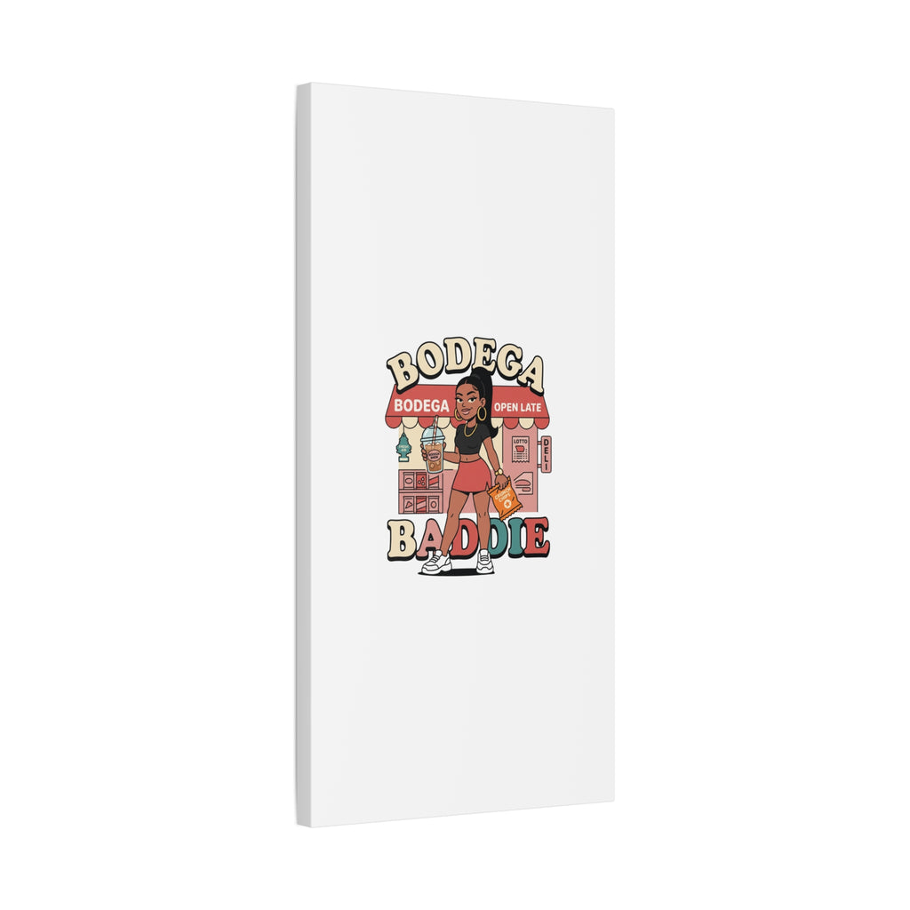 Bodega Baddie Matte Canvas Wall Art – NYC Y2K Aesthetic | Spanglish Deli Vibe | Streetwear Inspired Stretched Canvas
