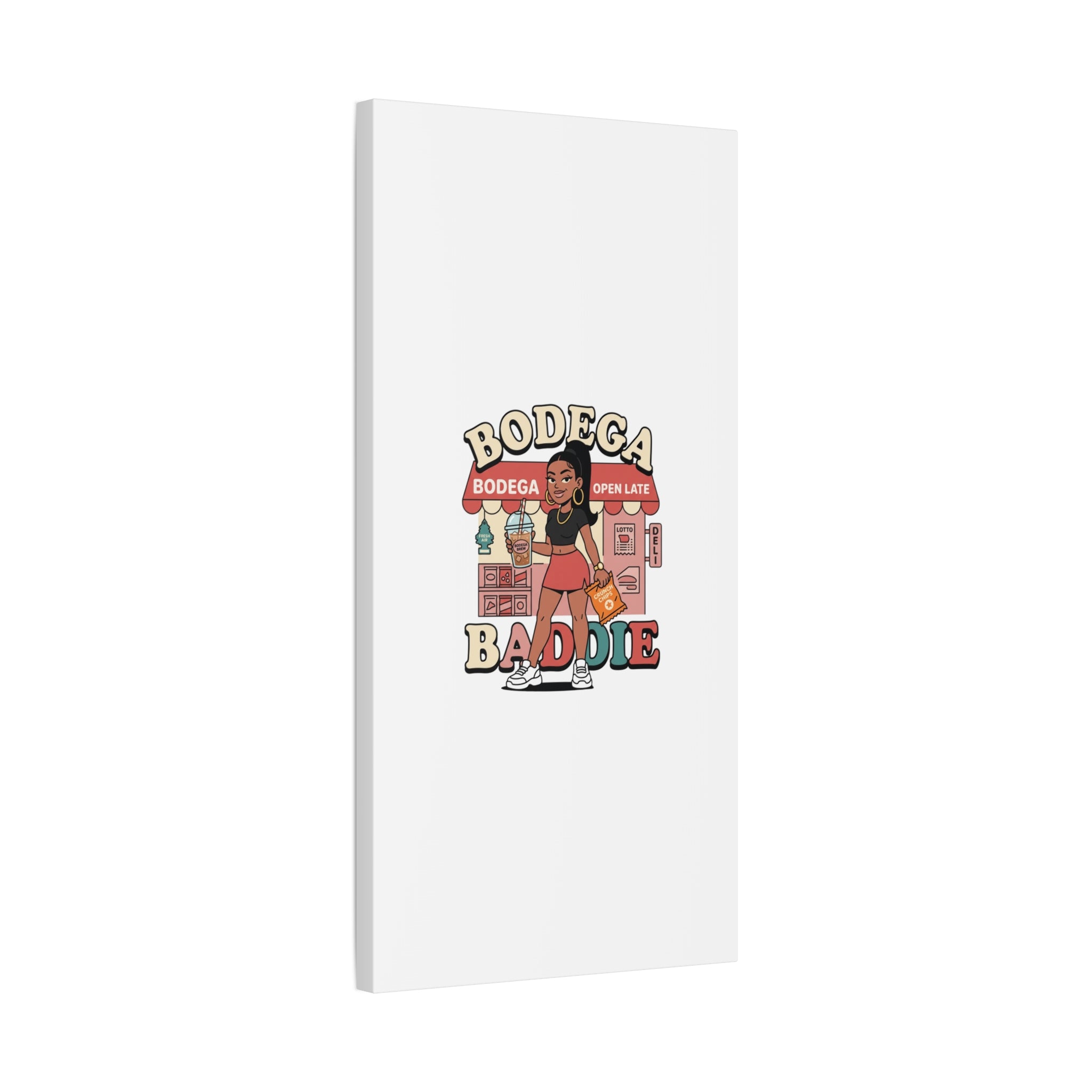 Bodega Baddie Matte Canvas Wall Art – NYC Y2K Aesthetic | Spanglish Deli Vibe | Streetwear Inspired Stretched Canvas