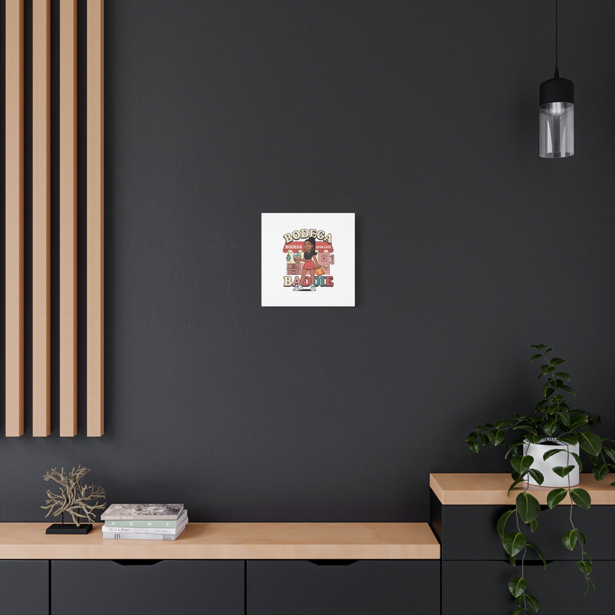 Bodega Baddie Matte Canvas Wall Art – NYC Y2K Aesthetic | Spanglish Deli Vibe | Streetwear Inspired Stretched Canvas
