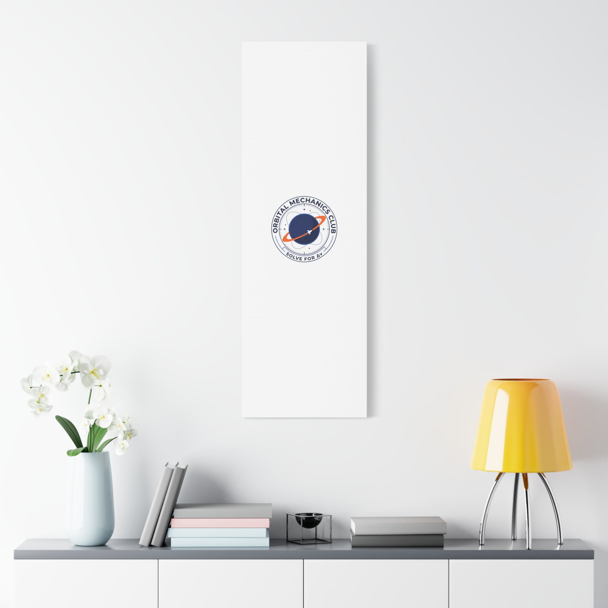 Orbital Mechanics Club Mission Patch Canvas – Space Rocket Wall Art | Astronaut & STEM Decor | Science Aesthetic Canvas