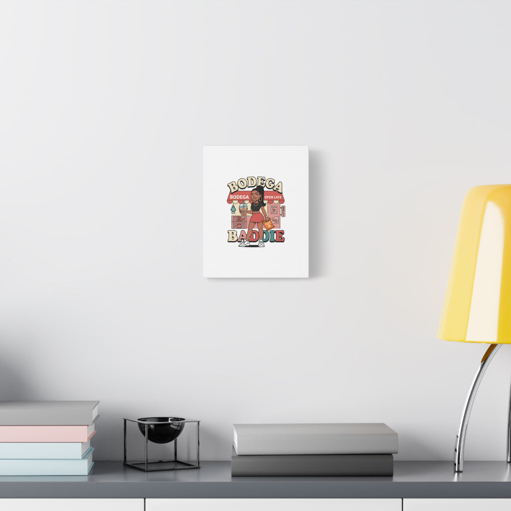Bodega Baddie Matte Canvas Wall Art – NYC Y2K Aesthetic | Spanglish Deli Vibe | Streetwear Inspired Stretched Canvas