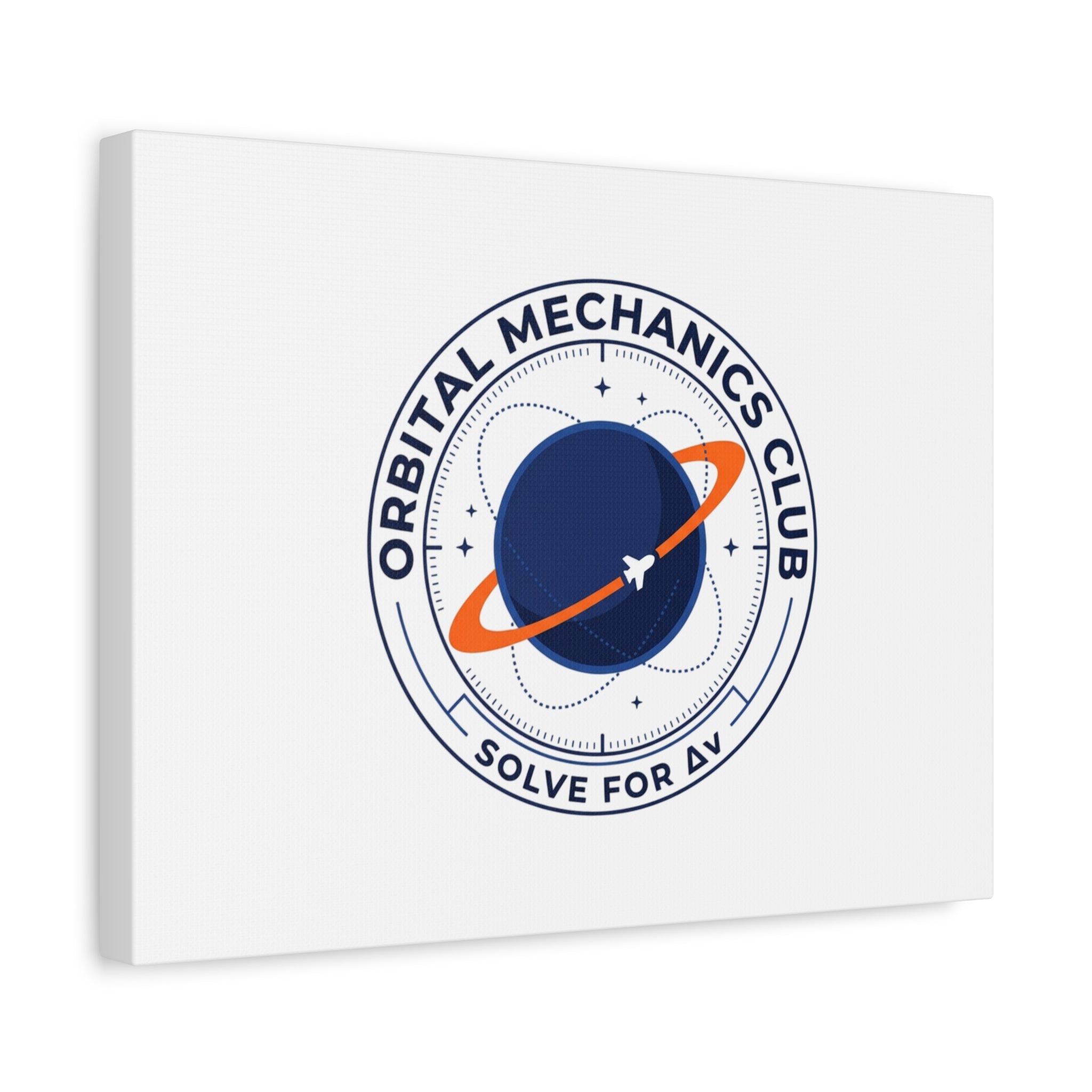 Orbital Mechanics Club Mission Patch Canvas – Space Rocket Wall Art | Astronaut & STEM Decor | Science Aesthetic Canvas