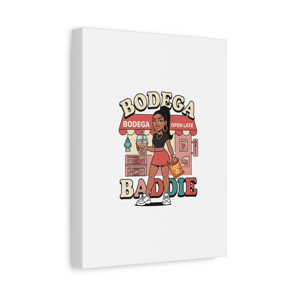 Bodega Baddie Matte Canvas Wall Art – NYC Y2K Aesthetic | Spanglish Deli Vibe | Streetwear Inspired Stretched Canvas