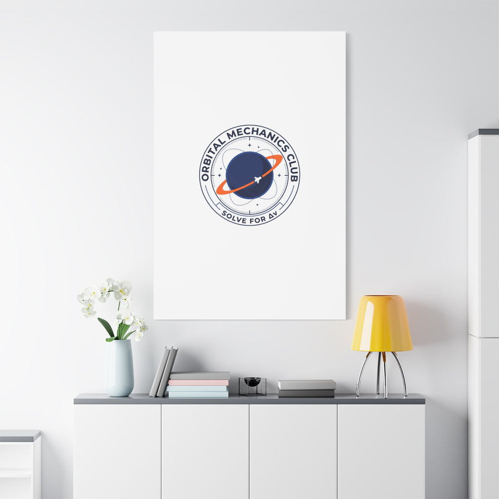 Orbital Mechanics Club Mission Patch Canvas – Space Rocket Wall Art | Astronaut & STEM Decor | Science Aesthetic Canvas