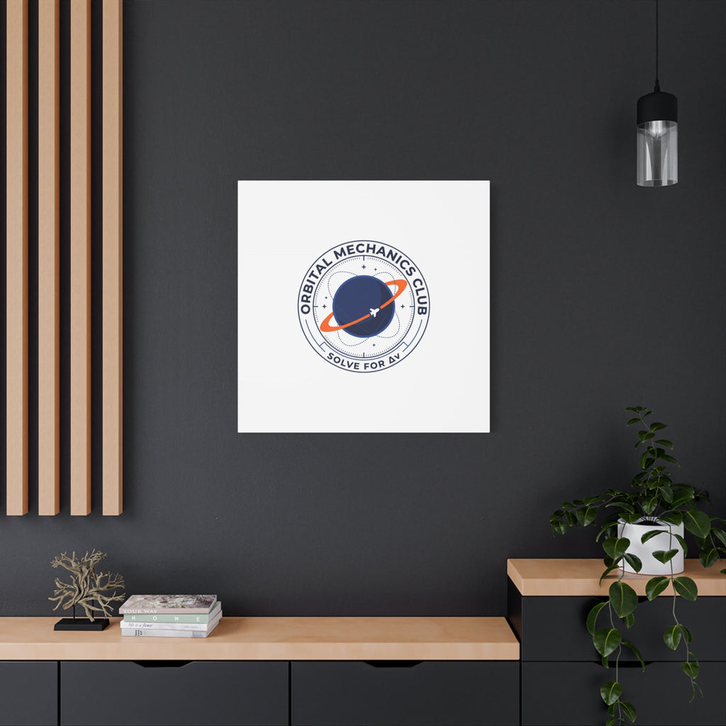 Orbital Mechanics Club Mission Patch Canvas – Space Rocket Wall Art | Astronaut & STEM Decor | Science Aesthetic Canvas