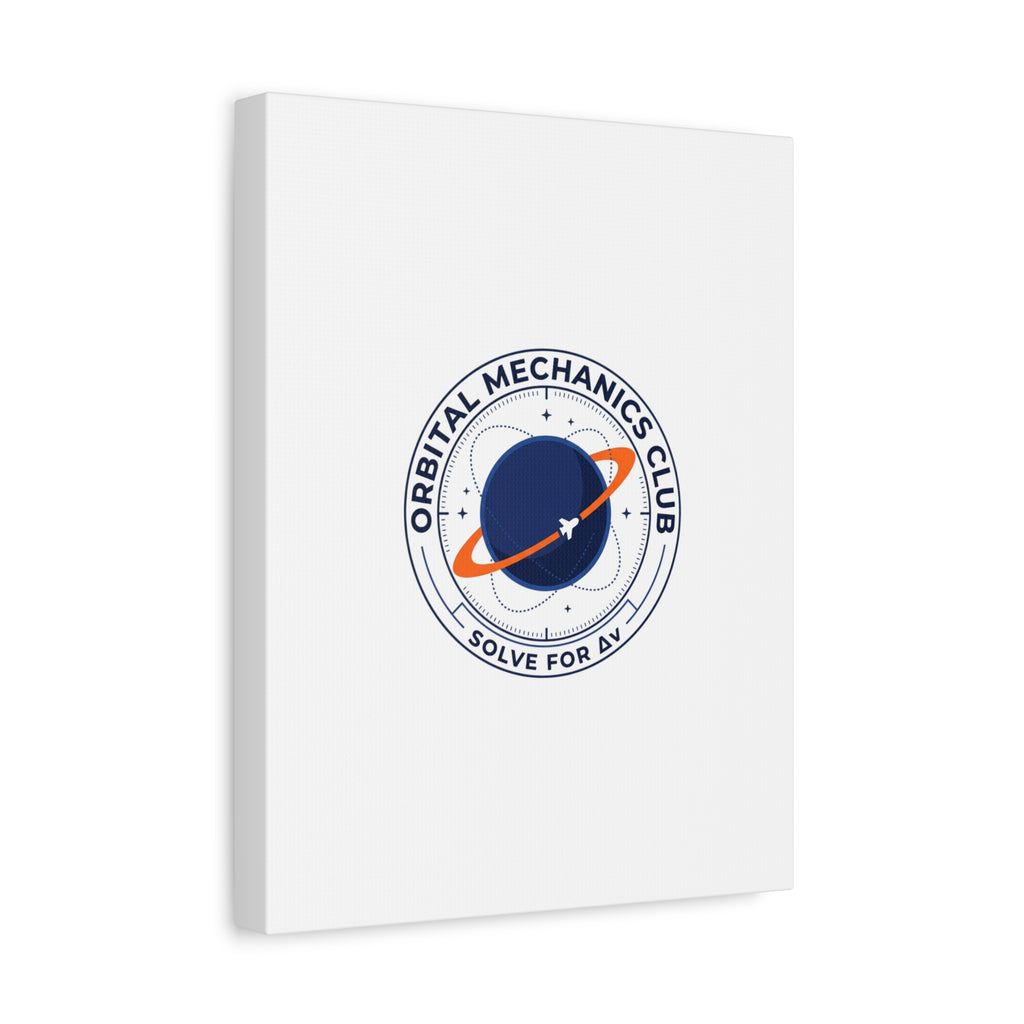 Orbital Mechanics Club Mission Patch Canvas – Space Rocket Wall Art | Astronaut & STEM Decor | Science Aesthetic Canvas