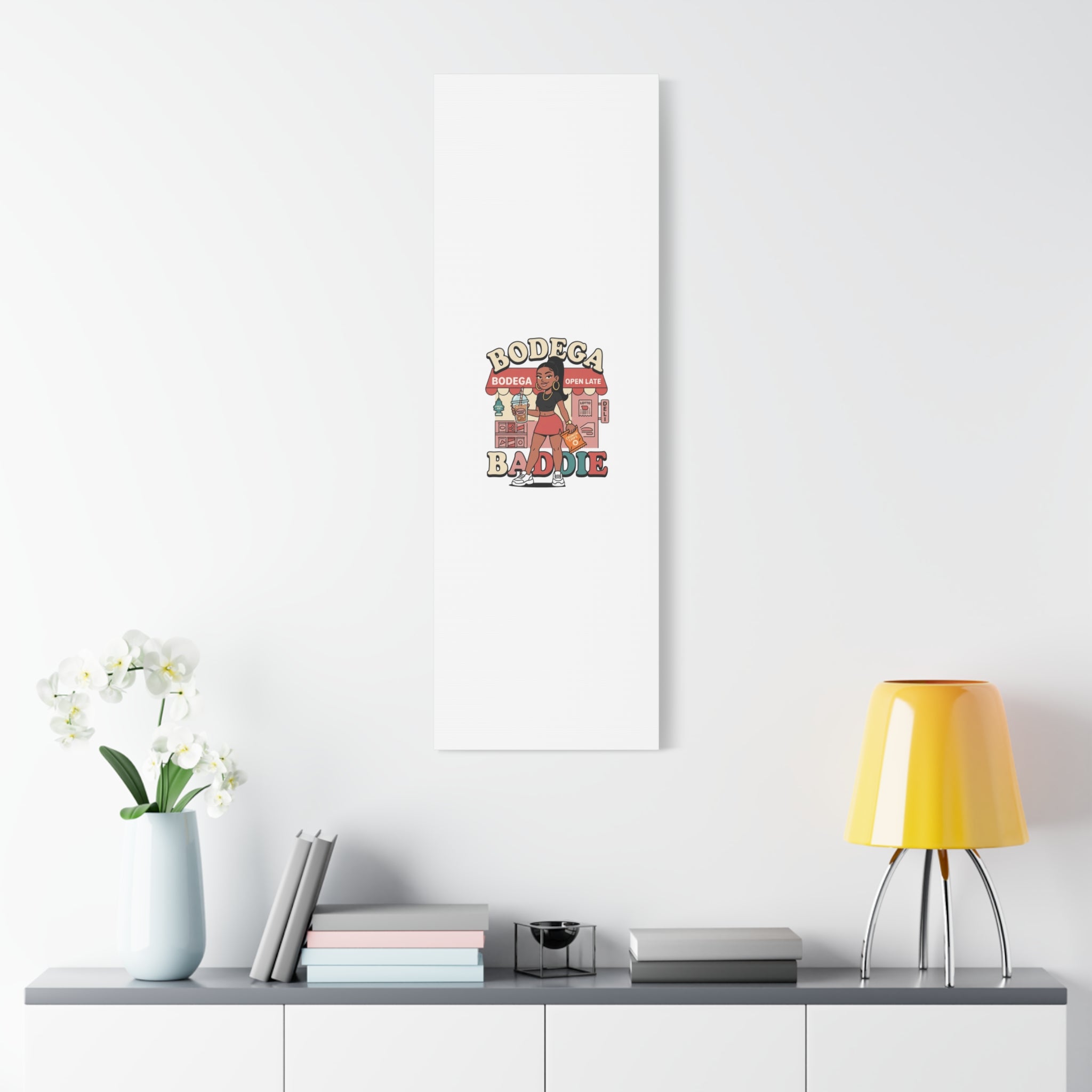 Bodega Baddie Matte Canvas Wall Art – NYC Y2K Aesthetic | Spanglish Deli Vibe | Streetwear Inspired Stretched Canvas