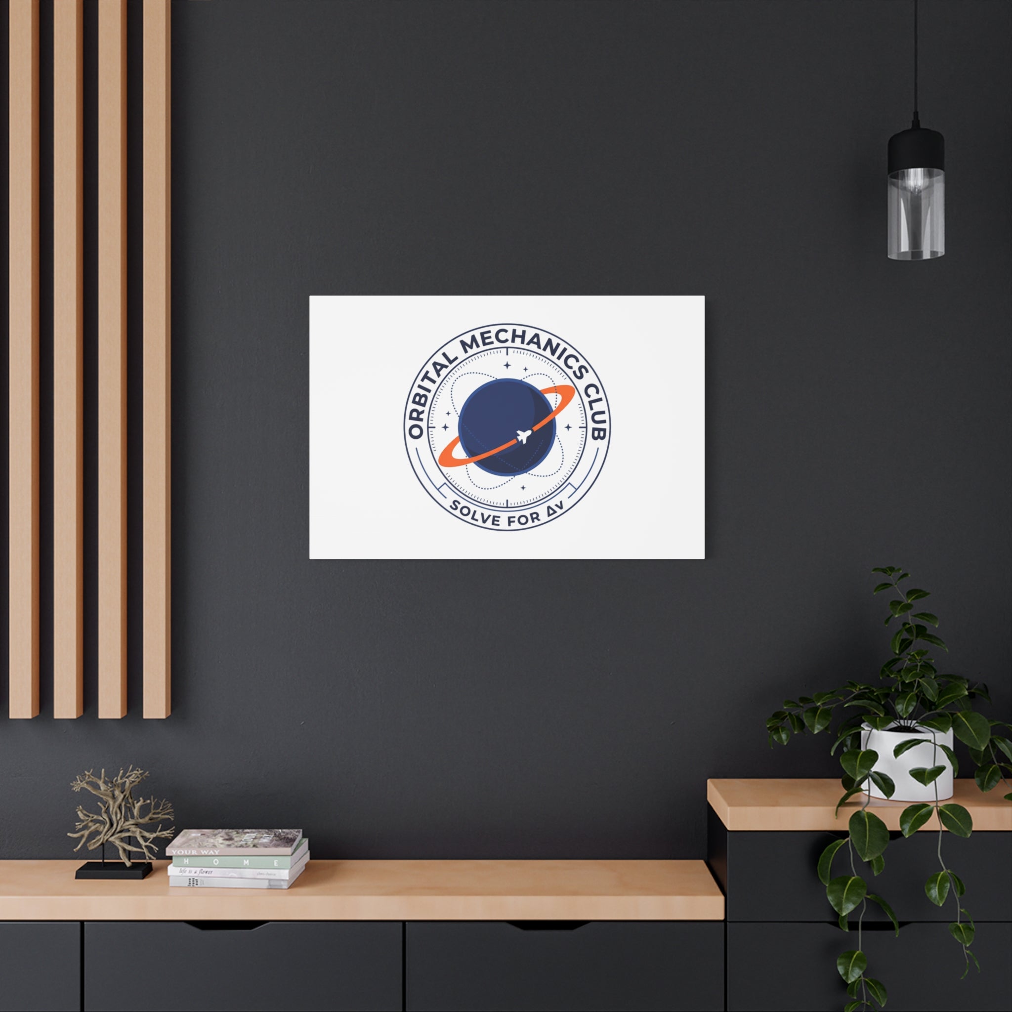 Orbital Mechanics Club Mission Patch Canvas – Space Rocket Wall Art | Astronaut & STEM Decor | Science Aesthetic Canvas