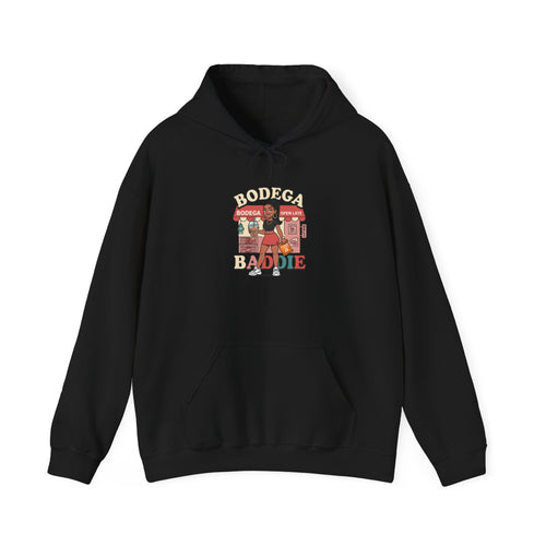 Bodega Baddie Hoodie – NYC Streetwear Y2K Pullover | Spanglish Corner Store Graphic | Varsity Cherries Aesthetic