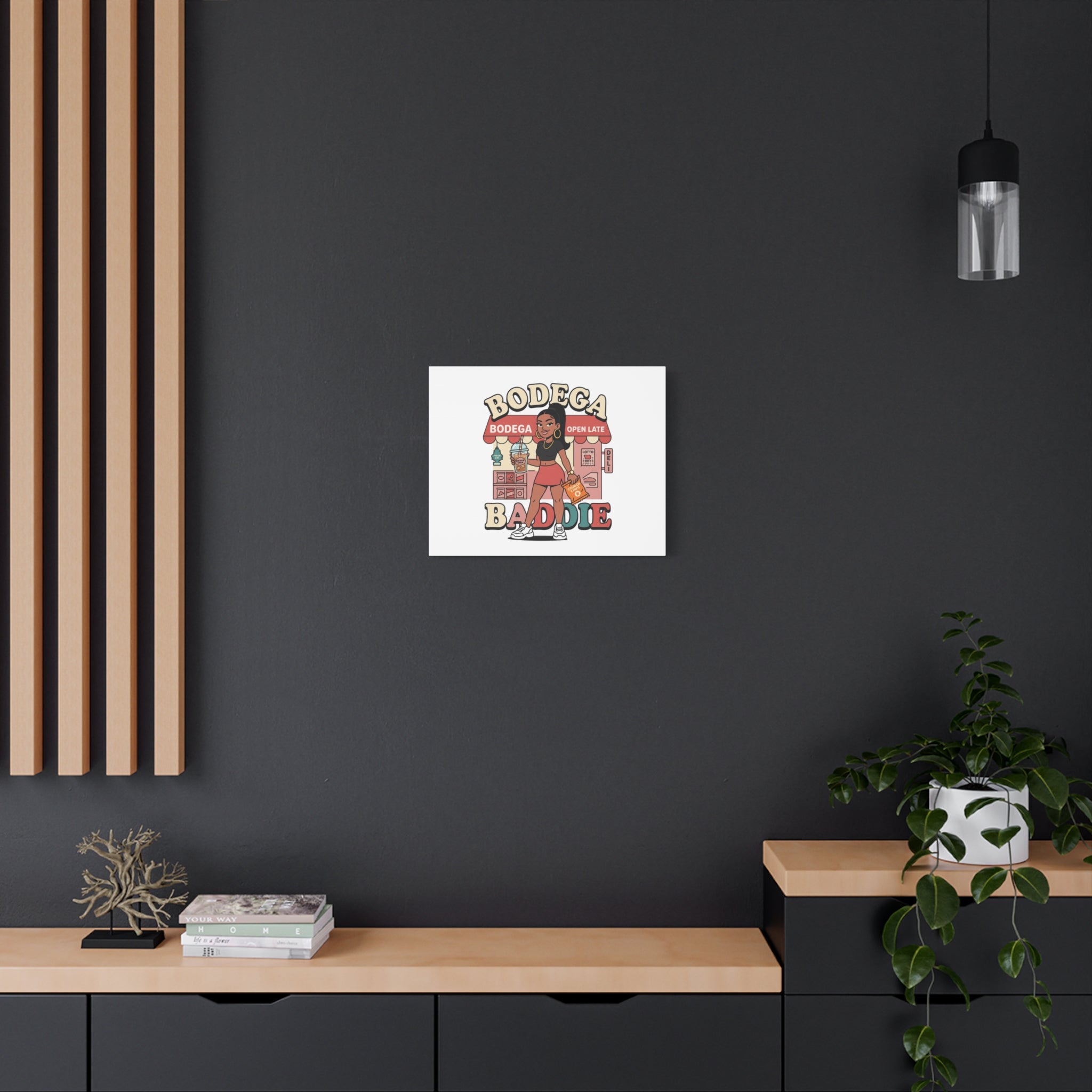 Bodega Baddie Matte Canvas Wall Art – NYC Y2K Aesthetic | Spanglish Deli Vibe | Streetwear Inspired Stretched Canvas