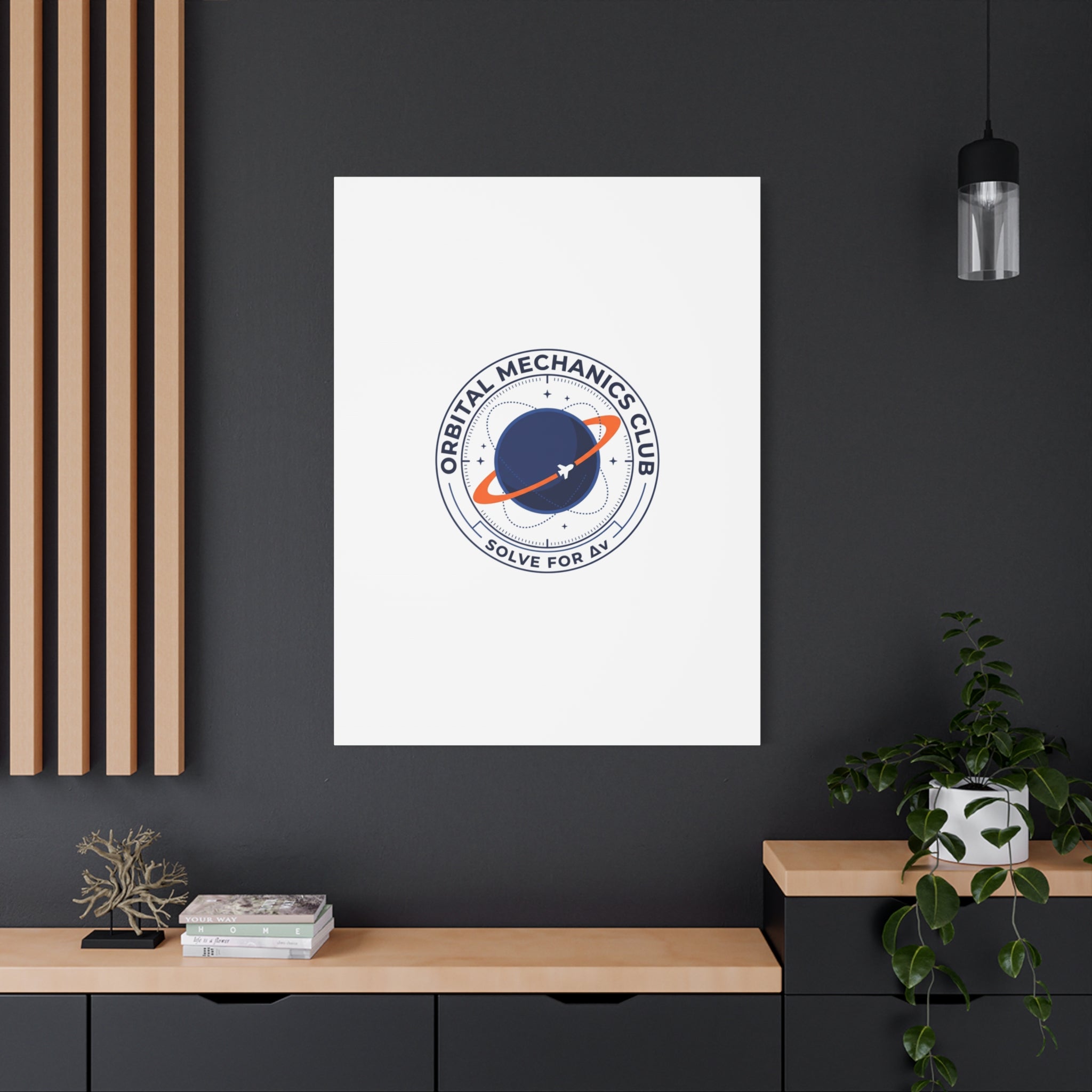 Orbital Mechanics Club Mission Patch Canvas – Space Rocket Wall Art | Astronaut & STEM Decor | Science Aesthetic Canvas
