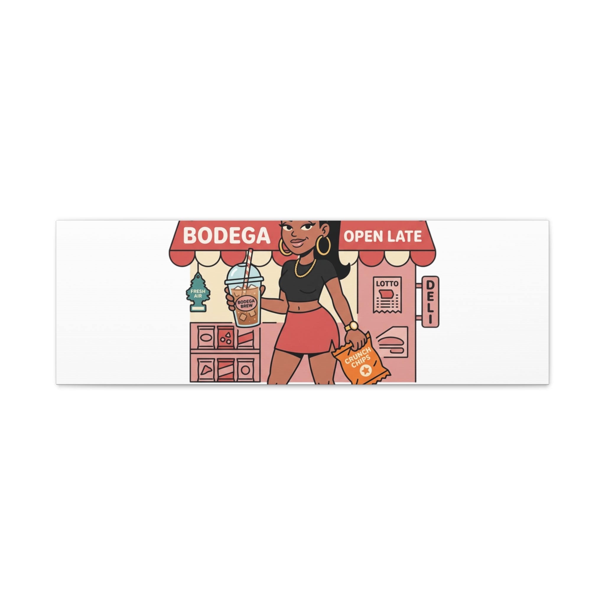 Bodega Baddie Matte Canvas Wall Art – NYC Y2K Aesthetic | Spanglish Deli Vibe | Streetwear Inspired Stretched Canvas