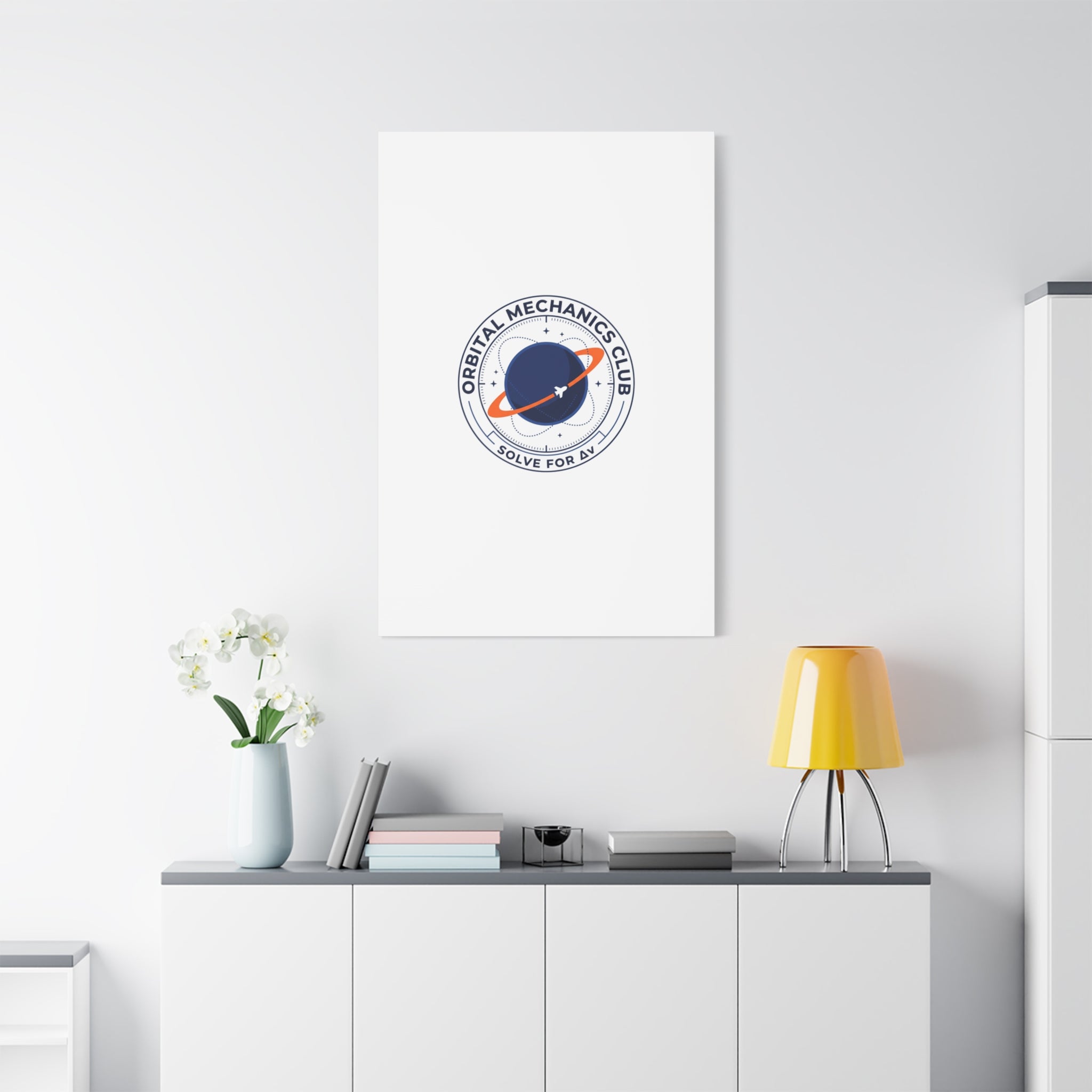 Orbital Mechanics Club Mission Patch Canvas – Space Rocket Wall Art | Astronaut & STEM Decor | Science Aesthetic Canvas