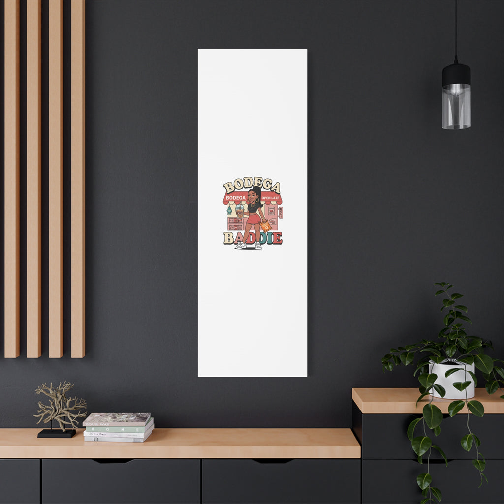 Bodega Baddie Matte Canvas Wall Art – NYC Y2K Aesthetic | Spanglish Deli Vibe | Streetwear Inspired Stretched Canvas