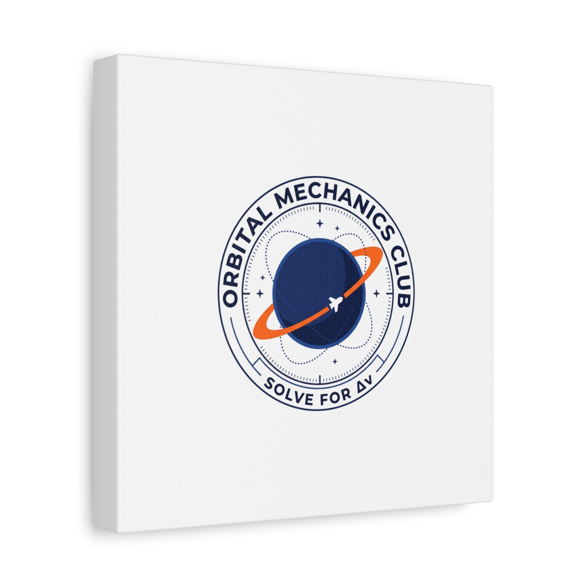 Orbital Mechanics Club Mission Patch Canvas – Space Rocket Wall Art | Astronaut & STEM Decor | Science Aesthetic Canvas