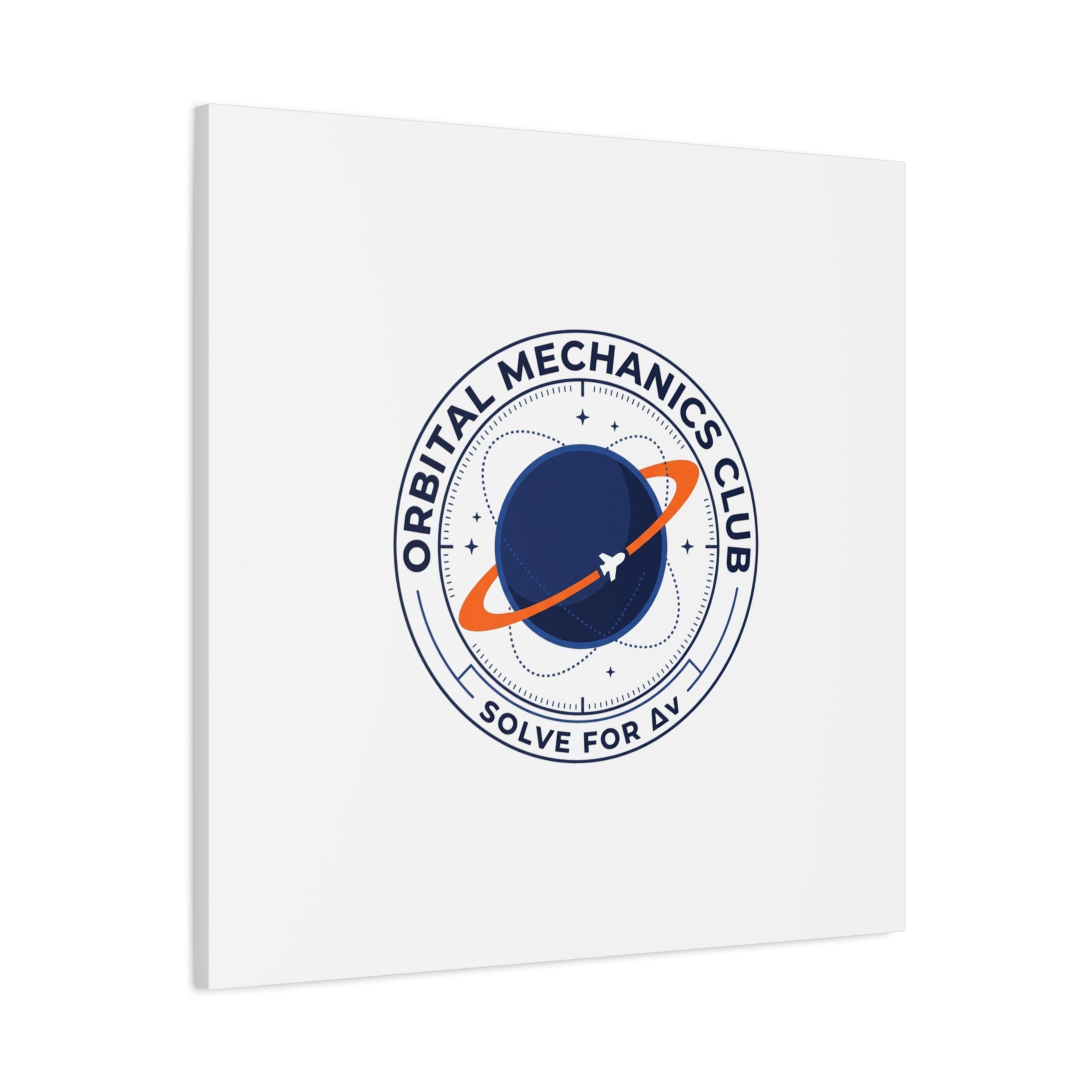Orbital Mechanics Club Mission Patch Canvas – Space Rocket Wall Art | Astronaut & STEM Decor | Science Aesthetic Canvas