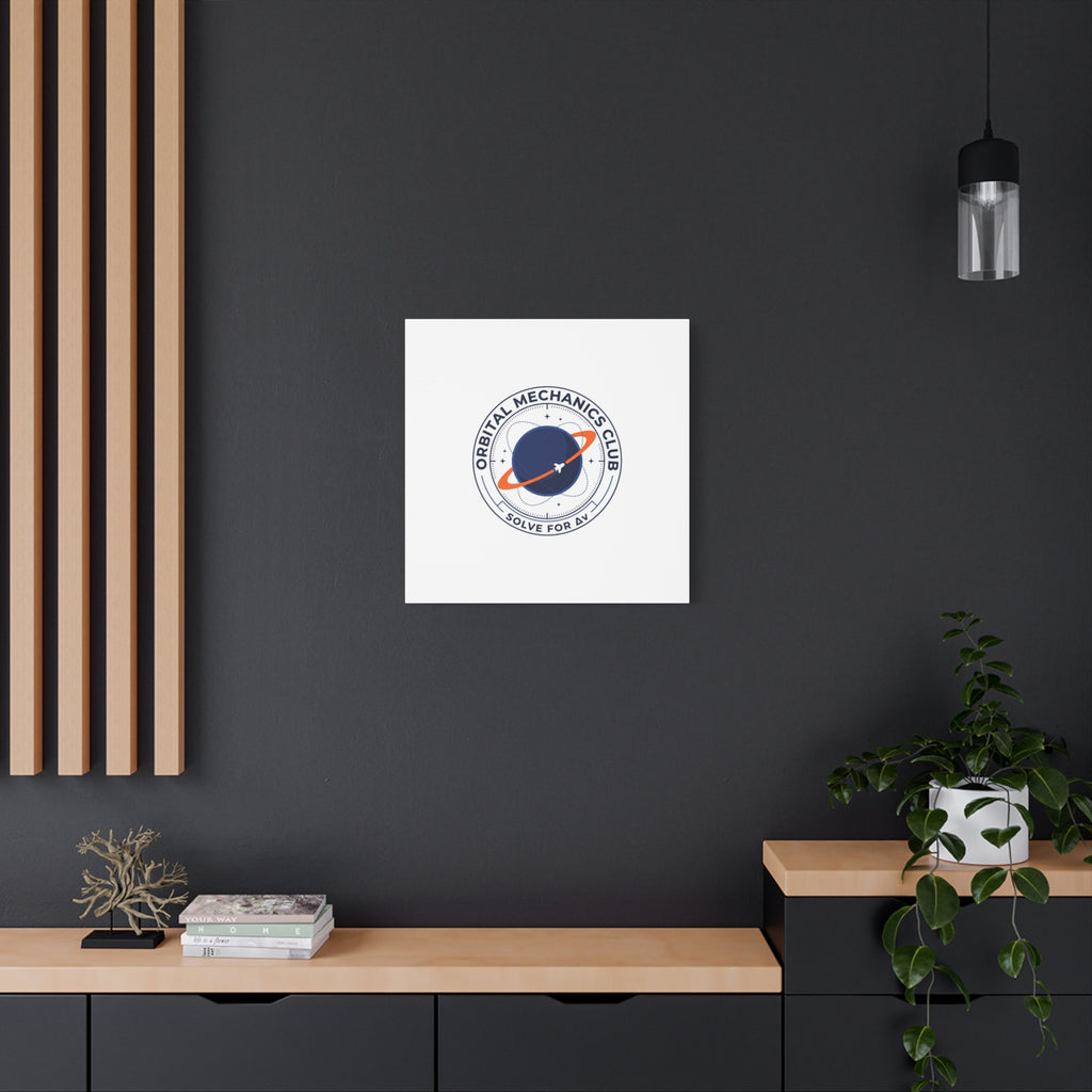 Orbital Mechanics Club Mission Patch Canvas – Space Rocket Wall Art | Astronaut & STEM Decor | Science Aesthetic Canvas