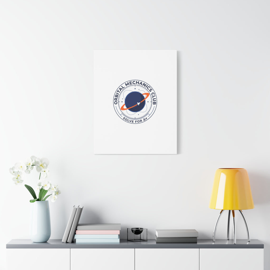 Orbital Mechanics Club Mission Patch Canvas – Space Rocket Wall Art | Astronaut & STEM Decor | Science Aesthetic Canvas