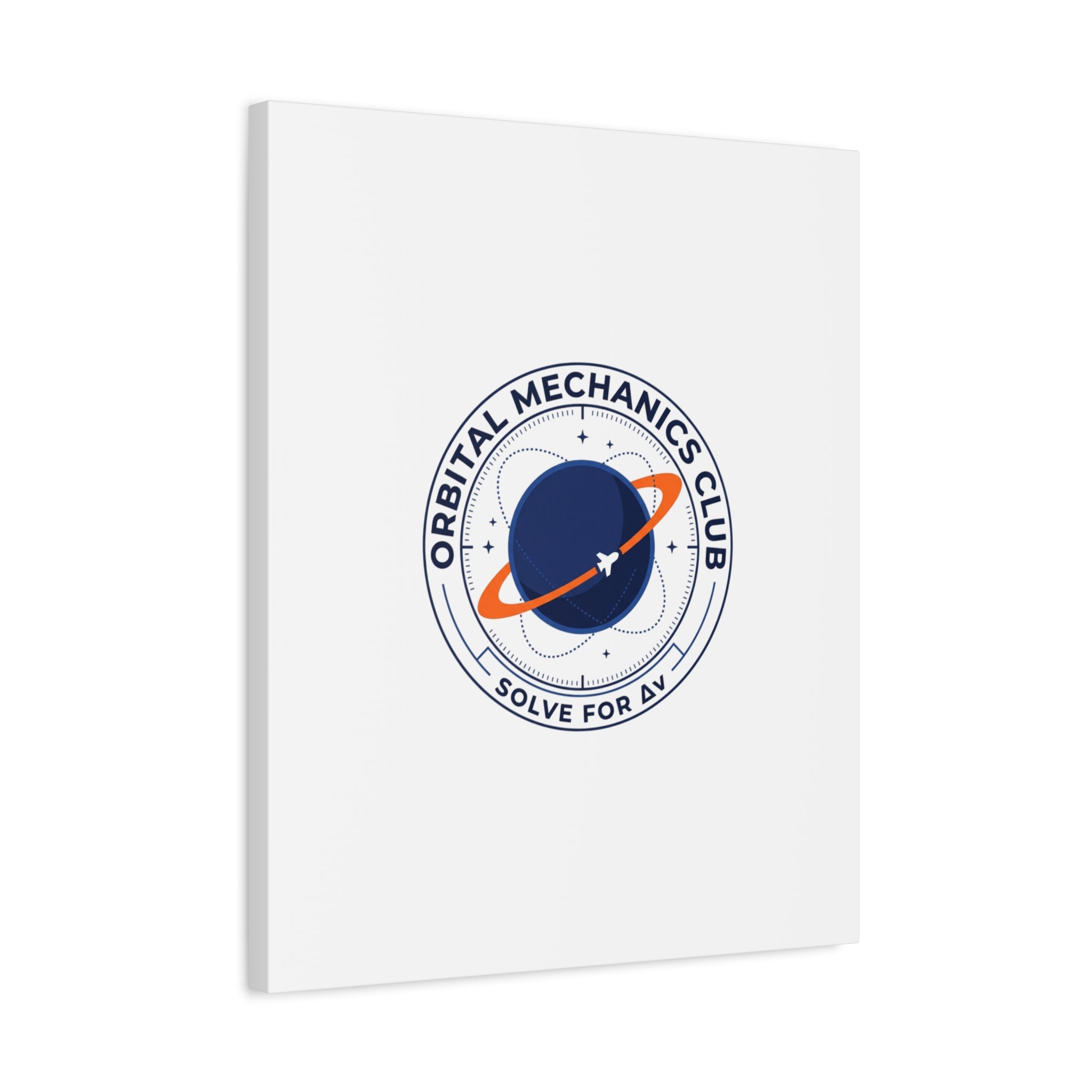 Orbital Mechanics Club Mission Patch Canvas – Space Rocket Wall Art | Astronaut & STEM Decor | Science Aesthetic Canvas