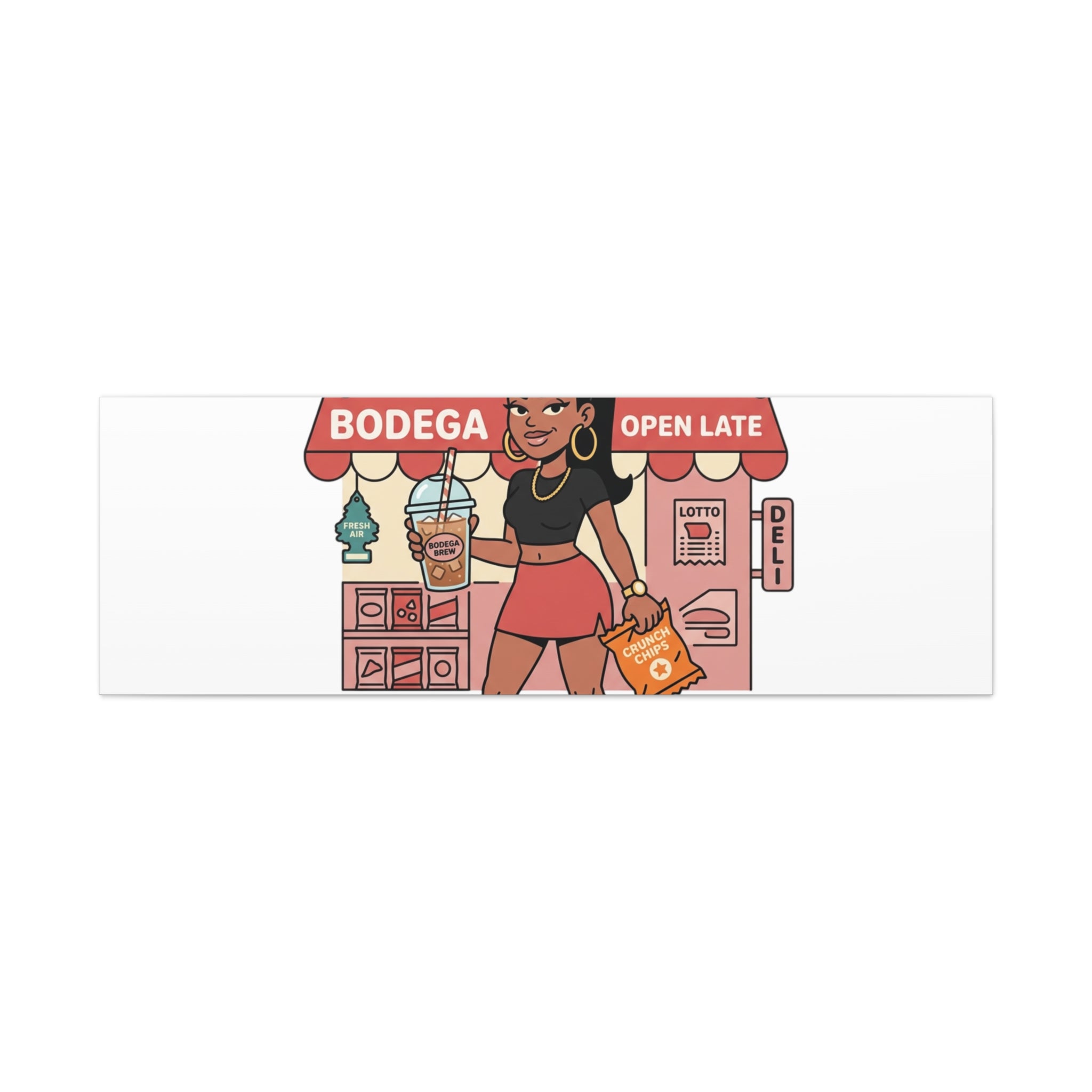 Bodega Baddie Matte Canvas Wall Art – NYC Y2K Aesthetic | Spanglish Deli Vibe | Streetwear Inspired Stretched Canvas