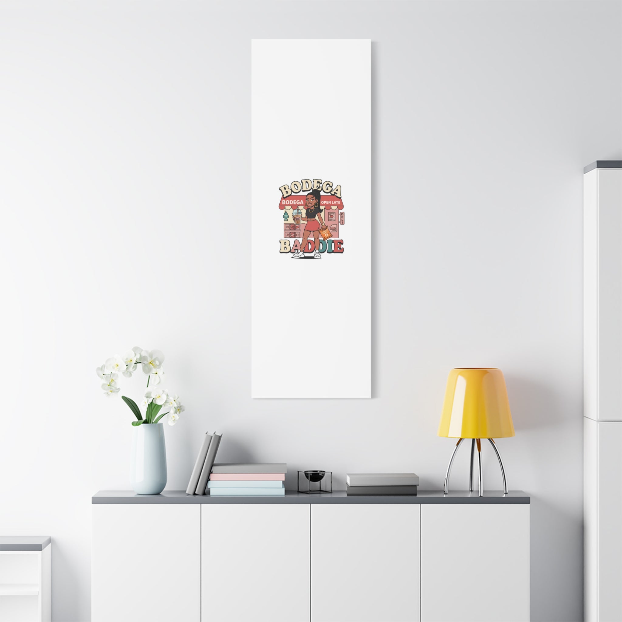 Bodega Baddie Matte Canvas Wall Art – NYC Y2K Aesthetic | Spanglish Deli Vibe | Streetwear Inspired Stretched Canvas