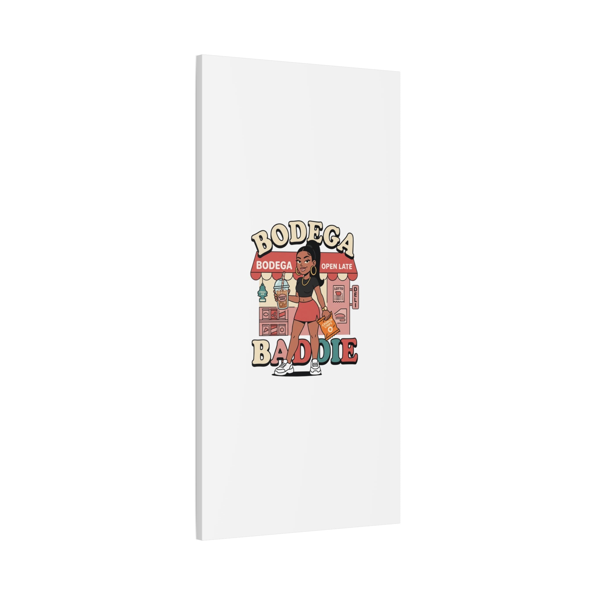 Bodega Baddie Matte Canvas Wall Art – NYC Y2K Aesthetic | Spanglish Deli Vibe | Streetwear Inspired Stretched Canvas
