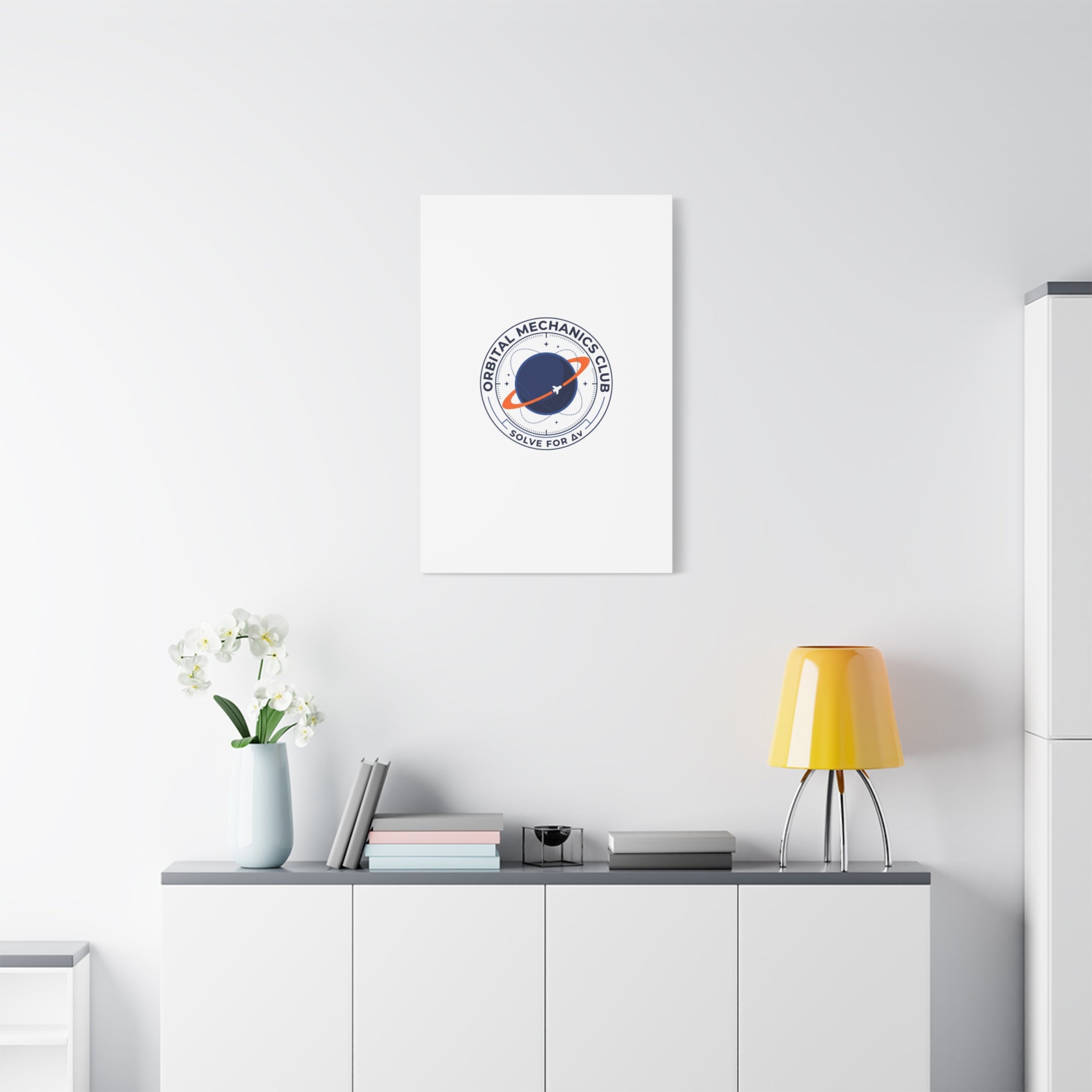 Orbital Mechanics Club Mission Patch Canvas – Space Rocket Wall Art | Astronaut & STEM Decor | Science Aesthetic Canvas