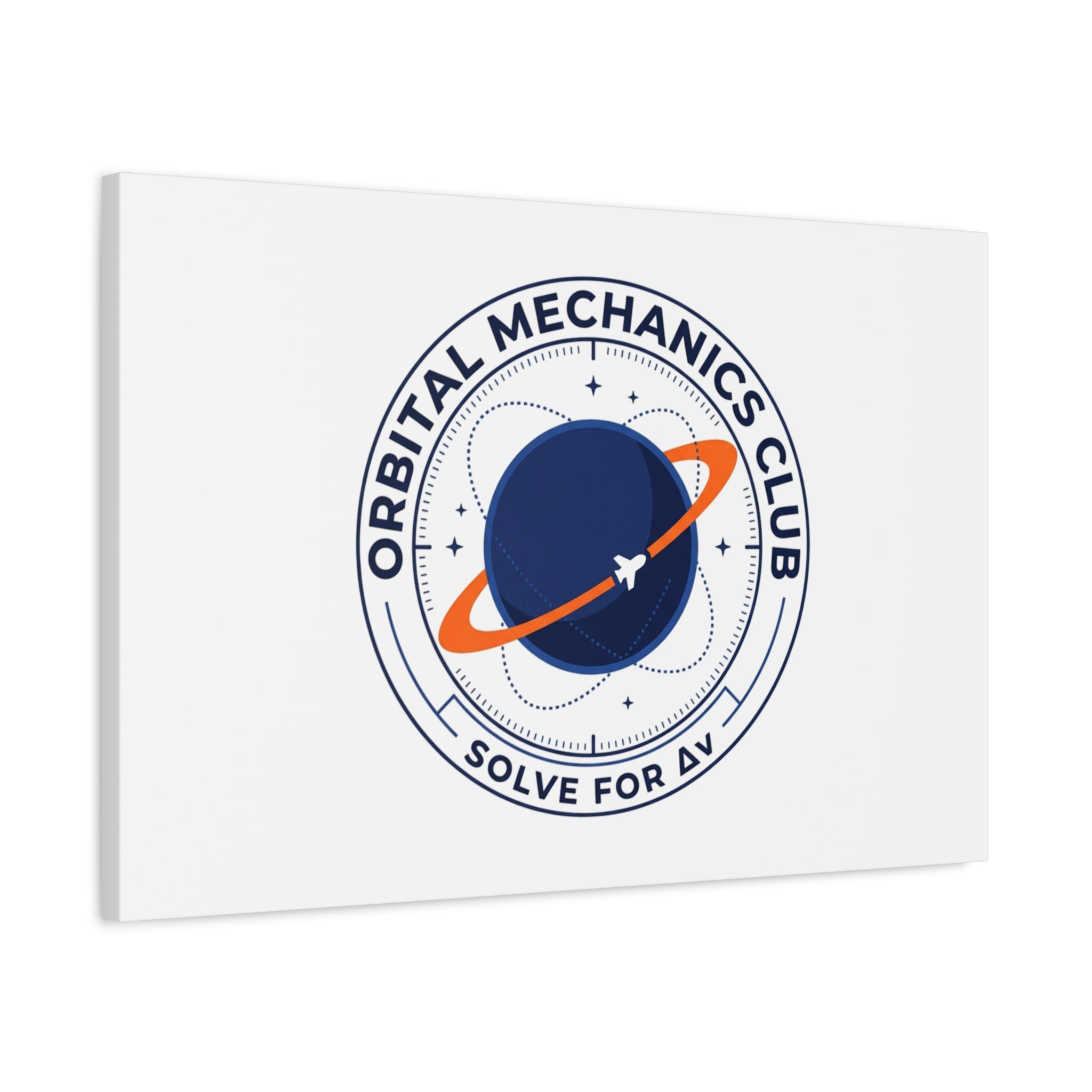 Orbital Mechanics Club Mission Patch Canvas – Space Rocket Wall Art | Astronaut & STEM Decor | Science Aesthetic Canvas
